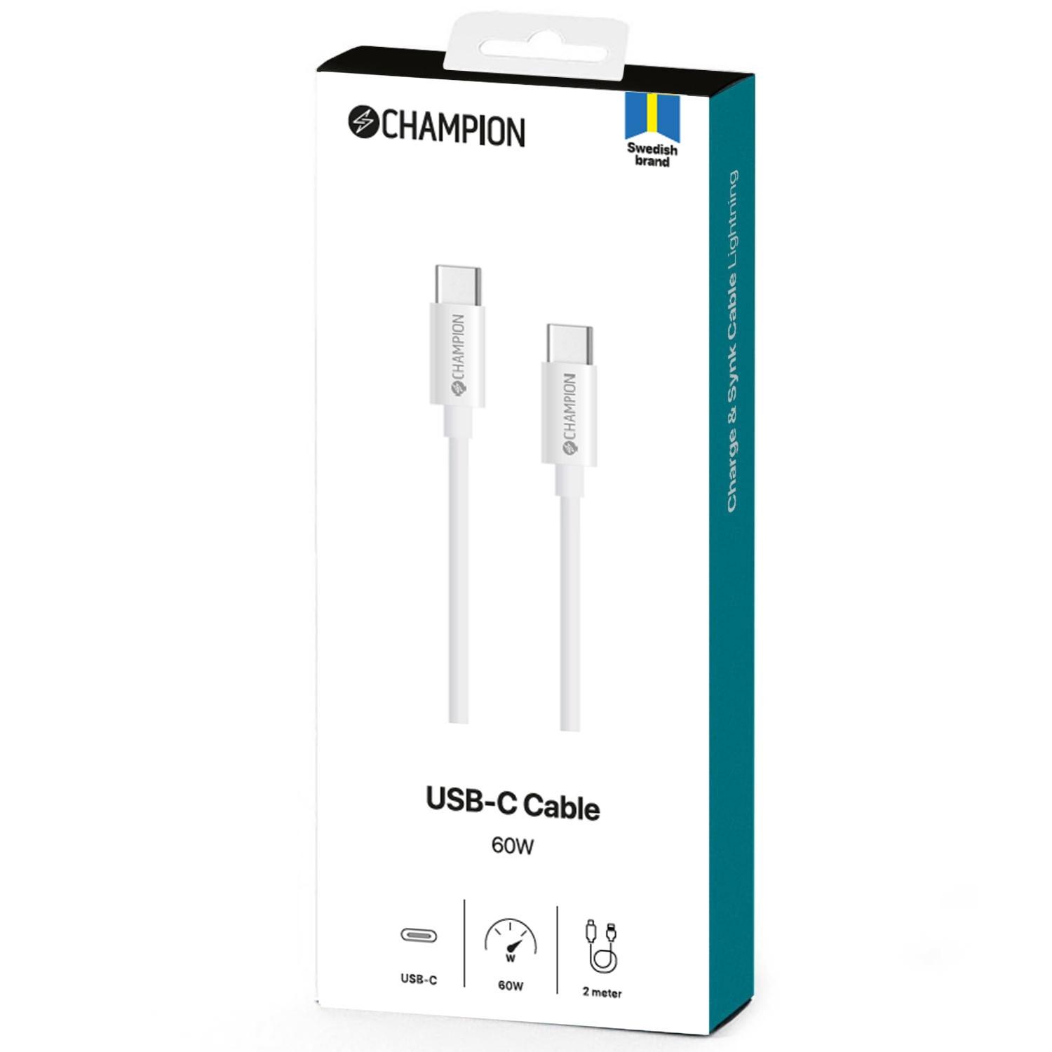 Champion USB-C-Kabel 60 W 2 m Weiß