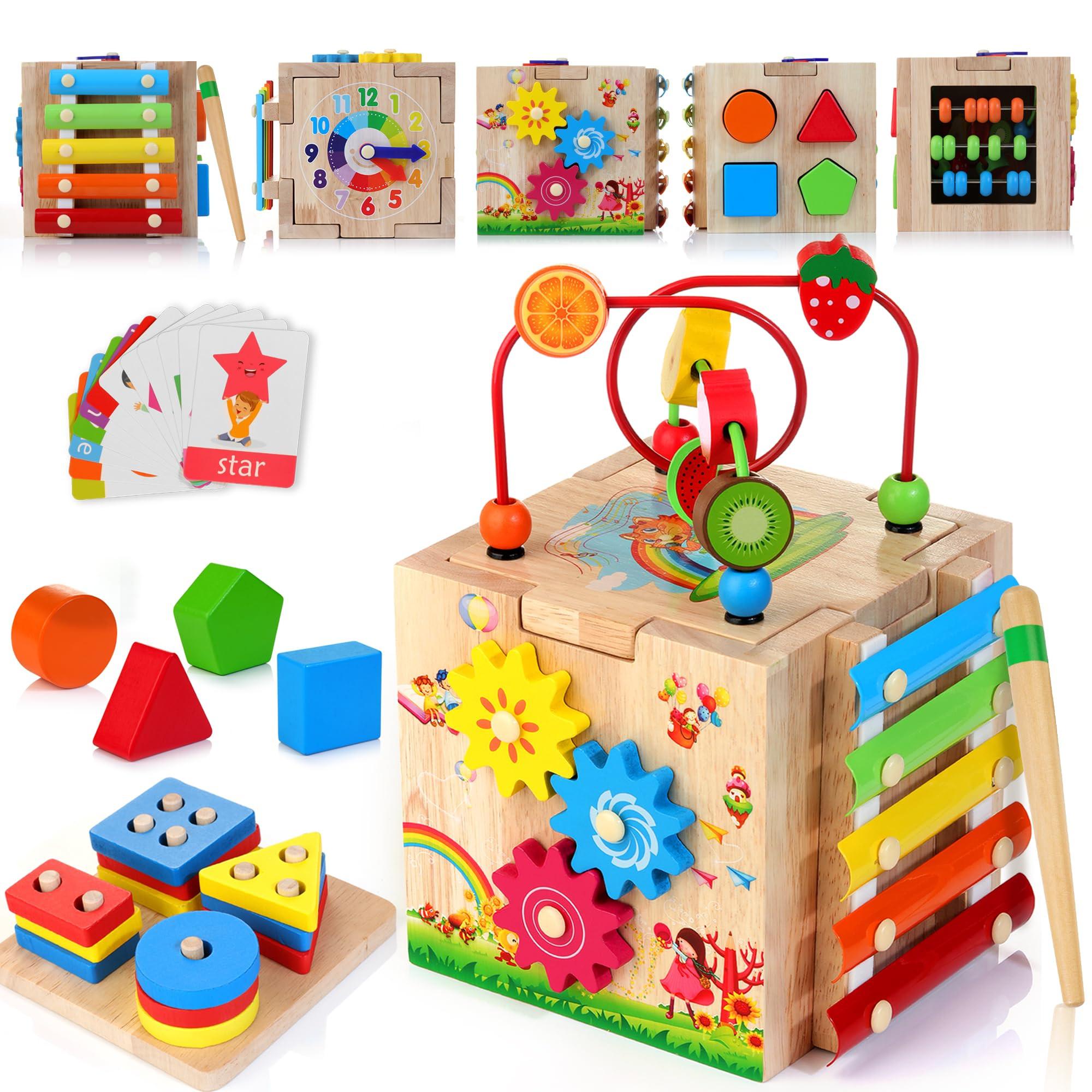 Activity-board 8 in 1 motorische Fähigkeiten Würfel Aktivität Würfel Stapeln und Sortieren Board Wortkarten motorische Fähigkeiten Spielzeug Baby