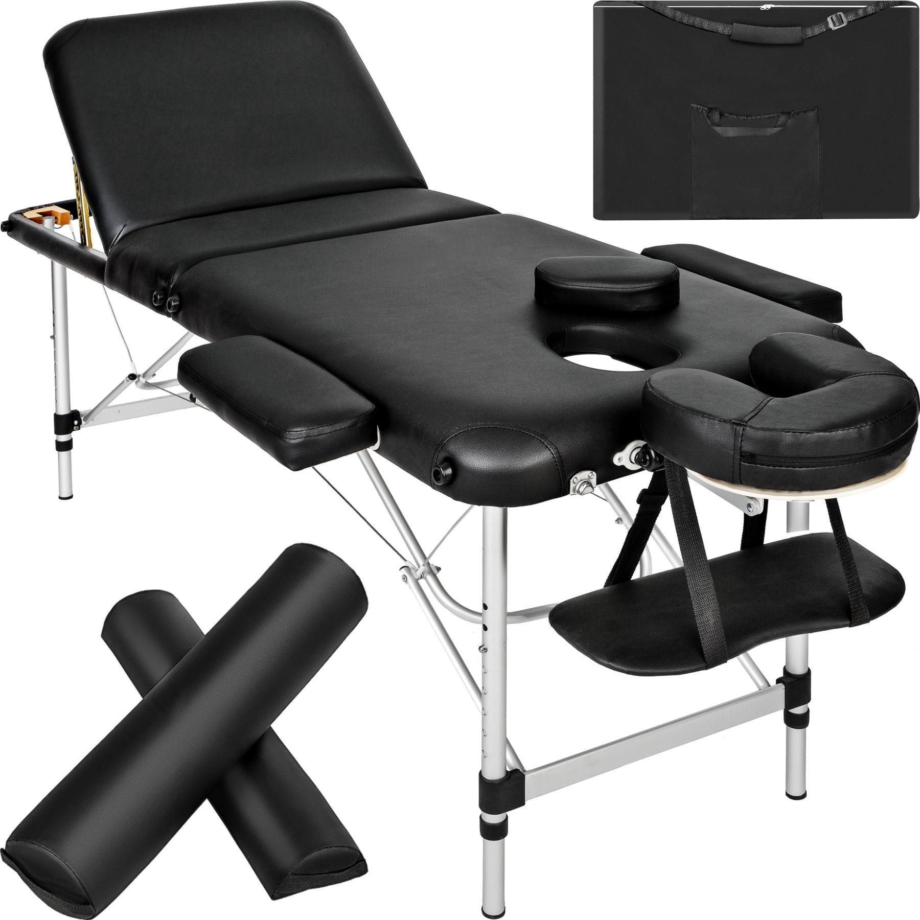 Tectake 3 Zonen Massageliege mit 5cm Polsterung, Rollen und Aluminiumgestell