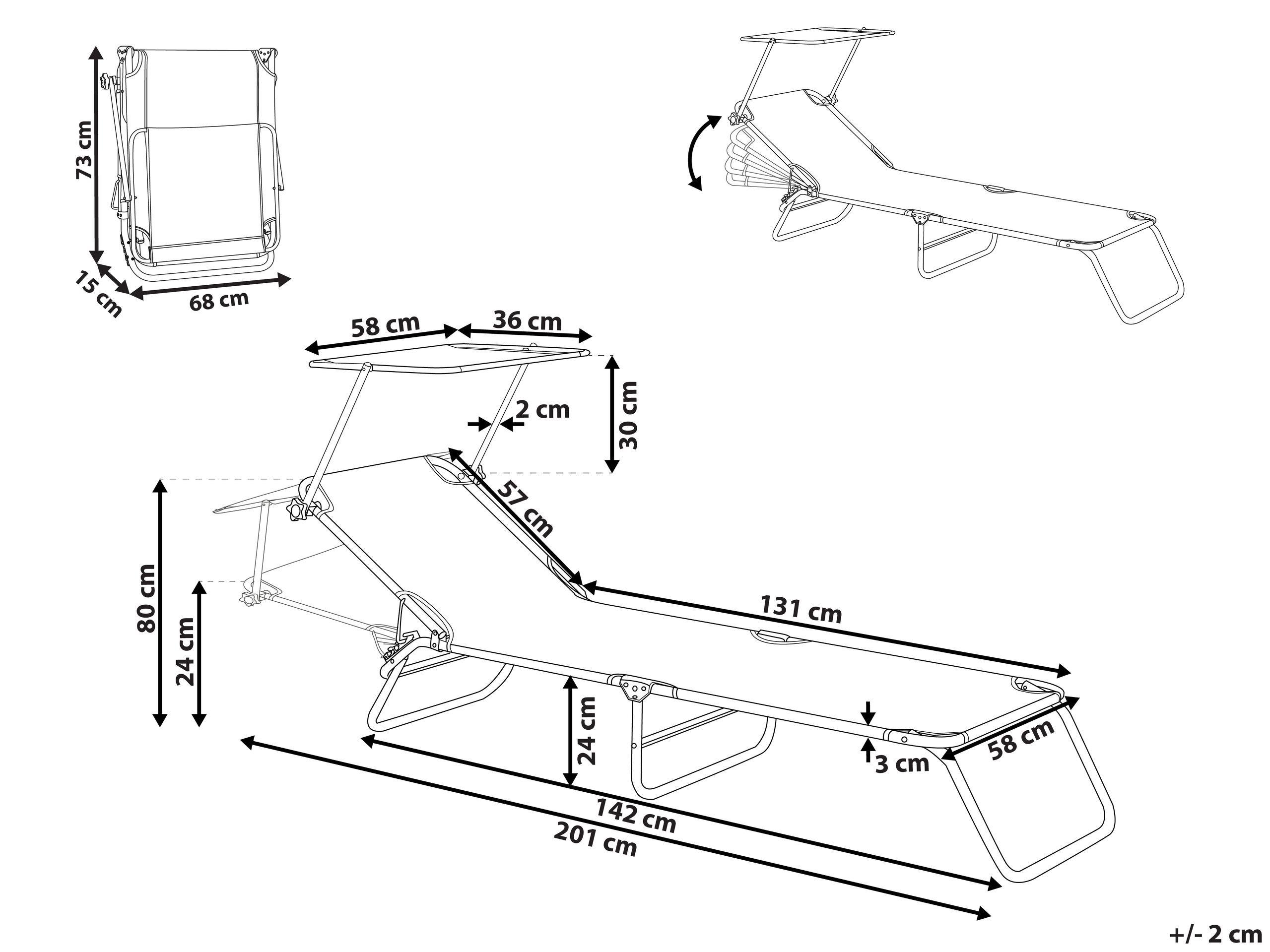 Beliani Sonnenliege aus Stahl Modern FOLIGNO