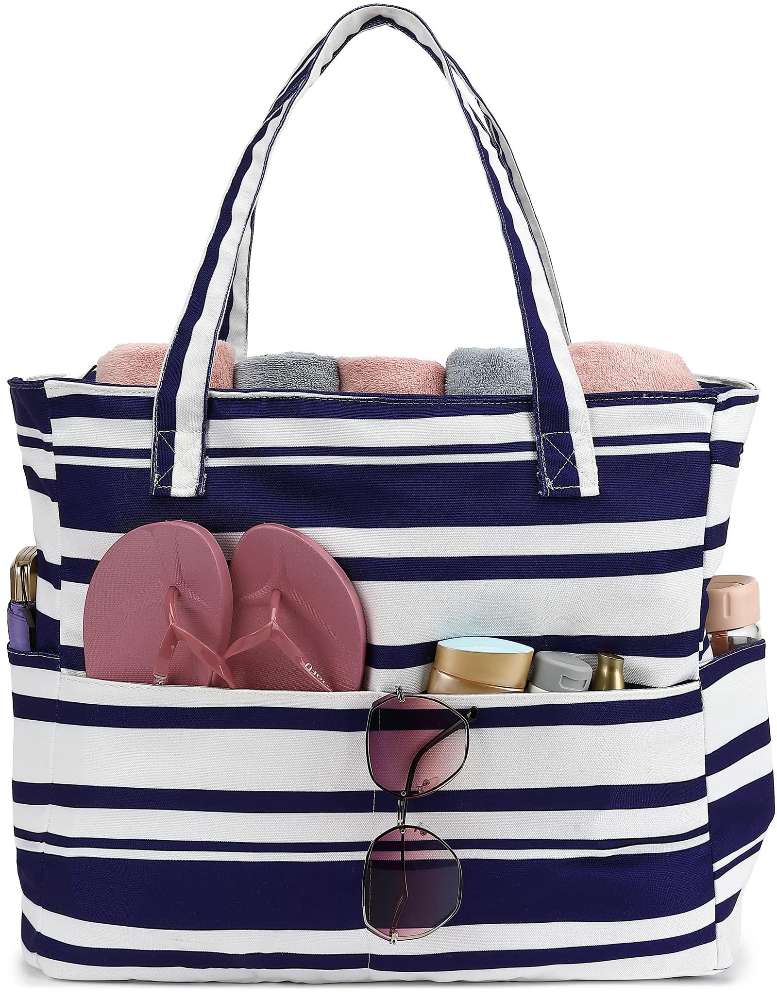 Only-bags.store Große Strandtasche mit Reißverschluss Wasserdichte Umhängetasche Tragetasche Shopper