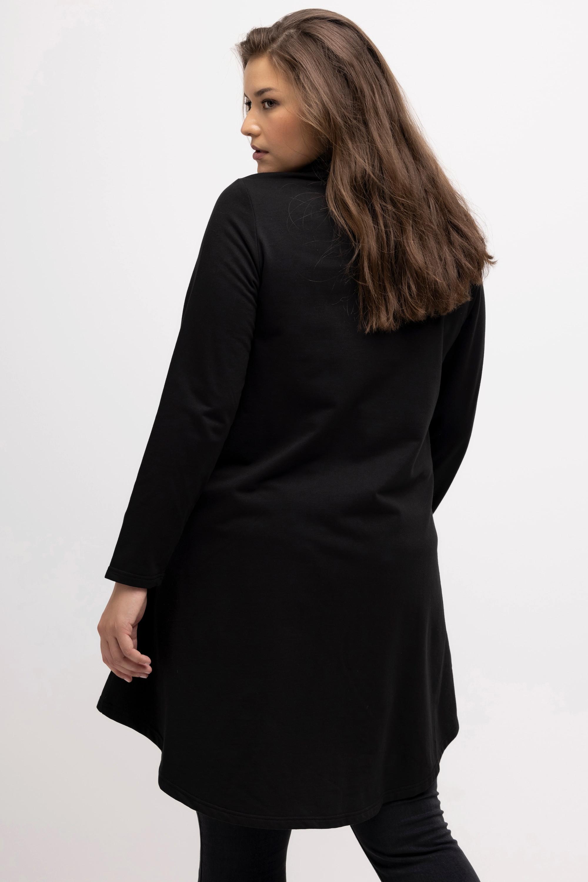 Ulla Popken Longsweater, hinten länger, A-Linie, Stehkragen, Langarm