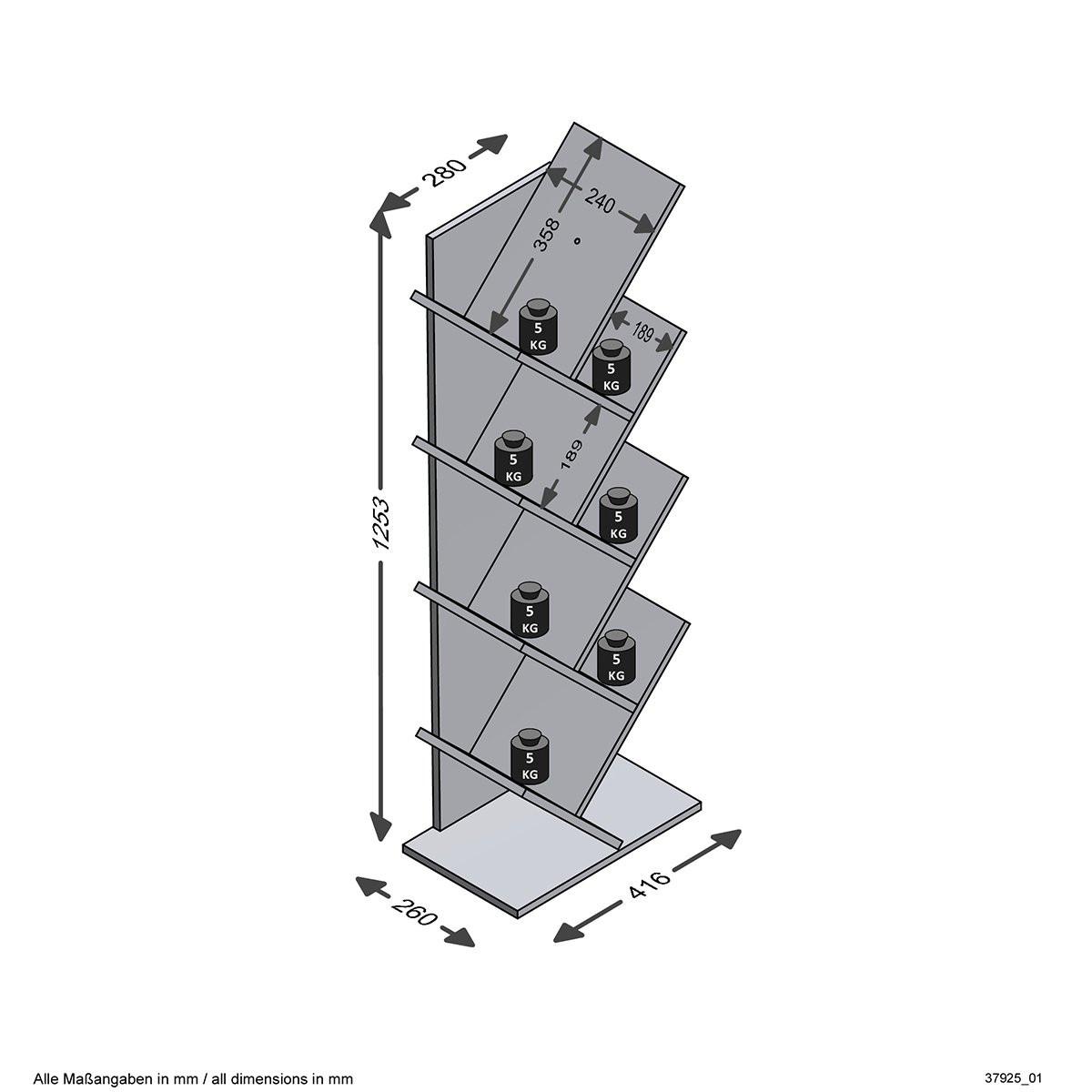 Calicosy Bücherregal mit geometrischen Ablagen für Bücher - Büchen