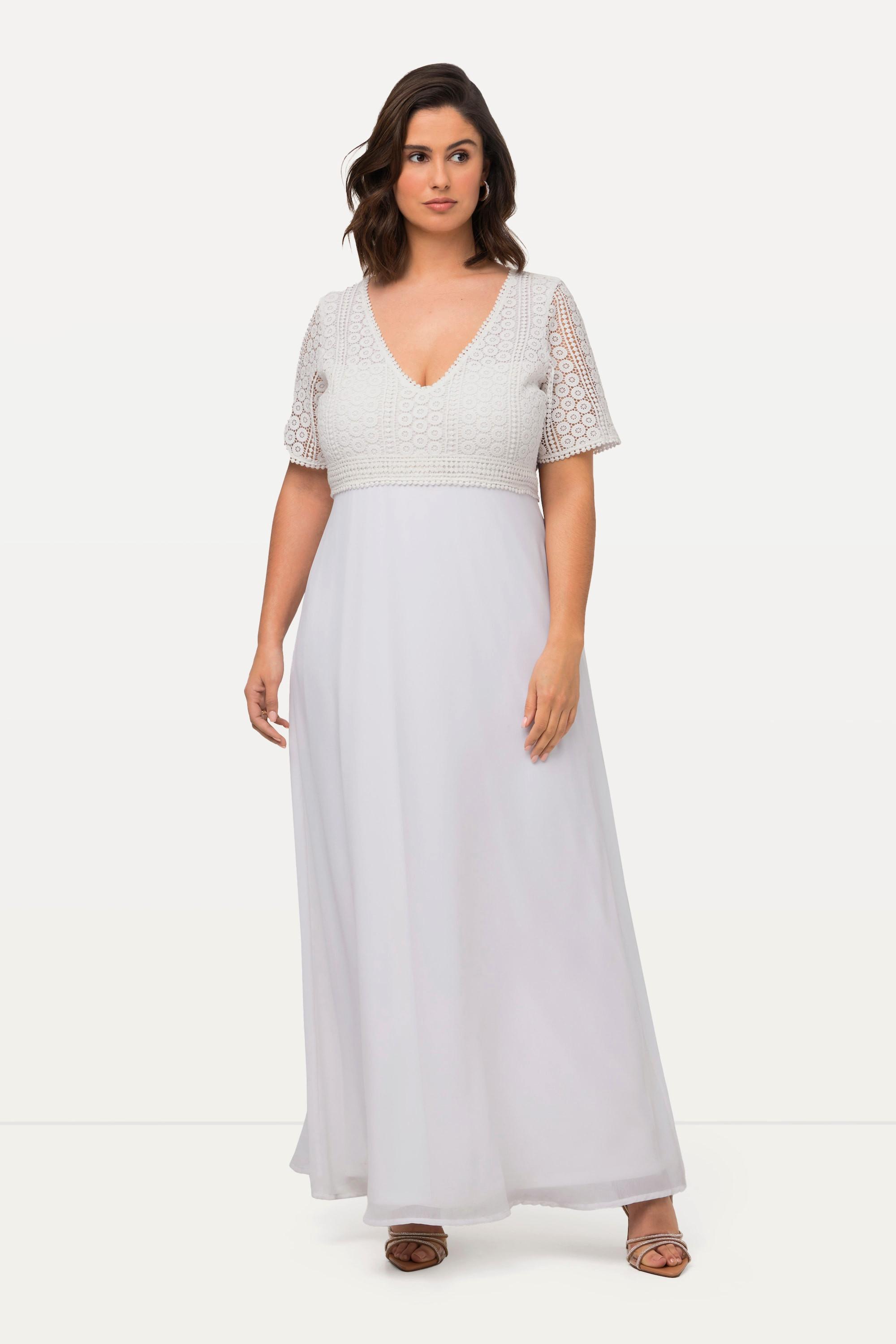 Ulla Popken Brautkleid Boho-Style A-Linie V-Ausschnitt Halbarm
