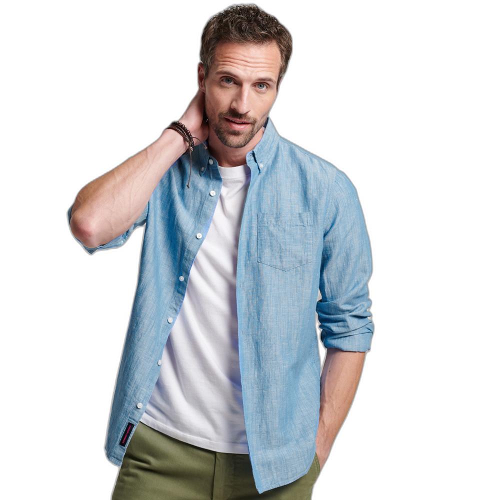 Superdry Studios Hemd mit Knopfleiste aus Leinen und Bio-Baumwolle