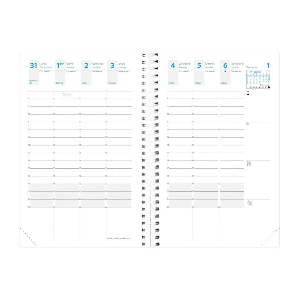 QUO-VADIS Einlagen Terminkalender - Spiralbindung - 2025 - Time & Life Pocket - Die Woche Planning - Französisch - Dez/Dez - 10x15 cm
