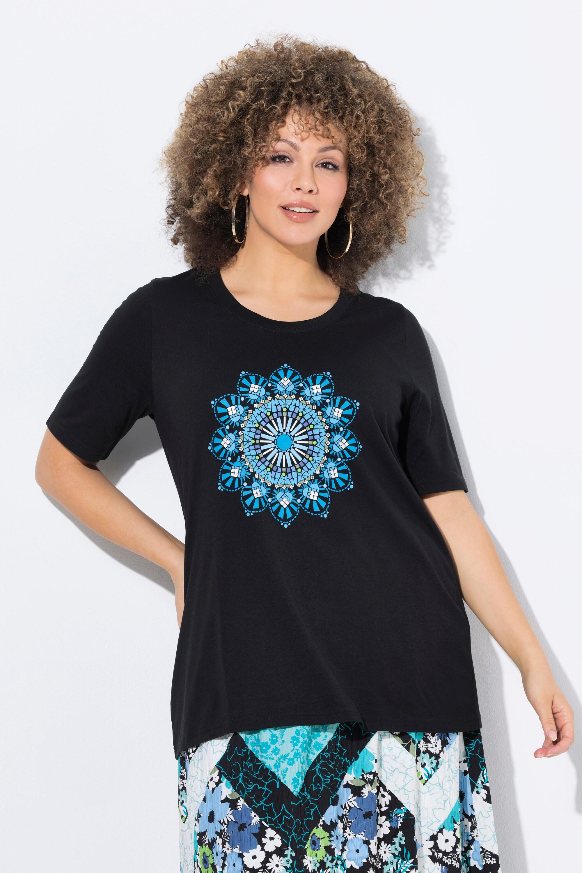 Ulla Popken Mandala A-Linie Rundhals Halbarm T-Shirt