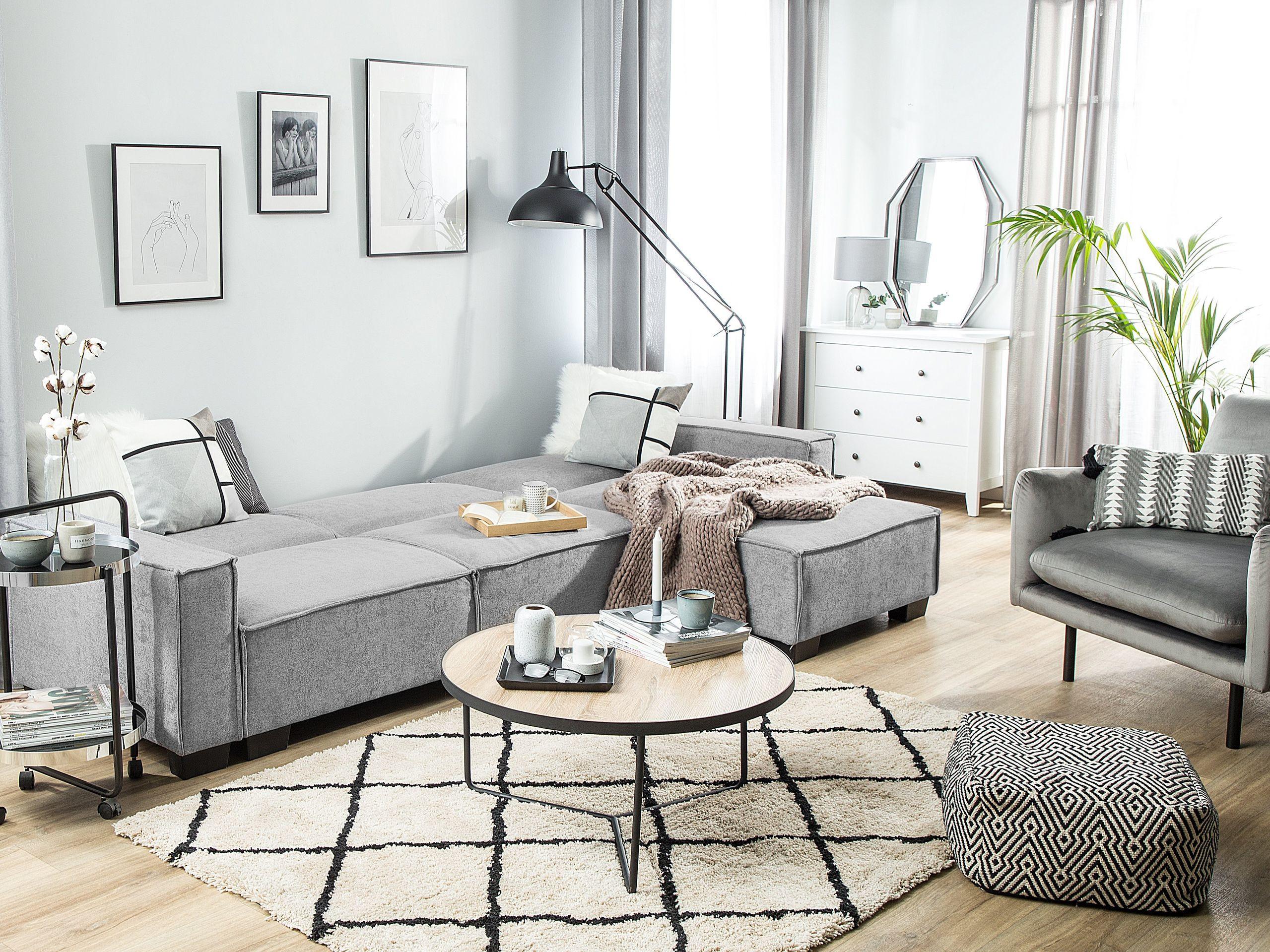 Beliani Ecksofa aus Polyester Skandinavisch ROMEDAL