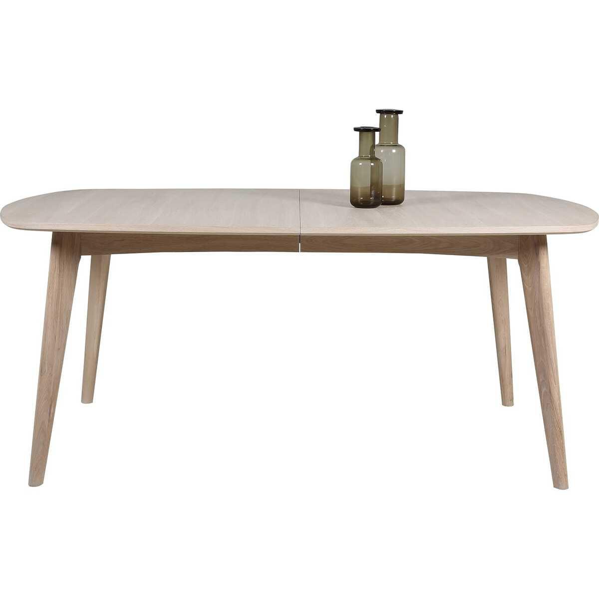 mutoni Esstisch Brighton Massivholz Furnier Eiche Weiss vorbereitet für Zusatzplatten 180x102x76cm