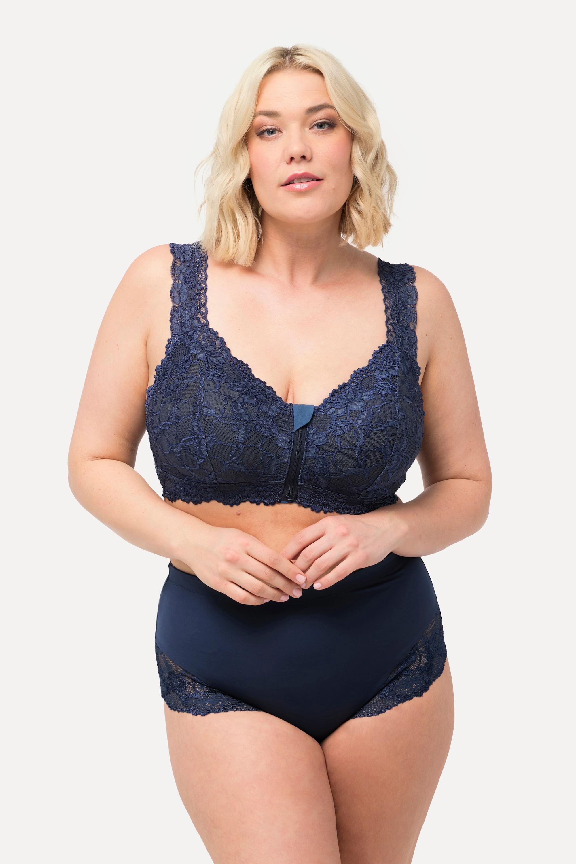 Ulla Popken Bralette, Spitze, Reißverschluss, ohne Bügel