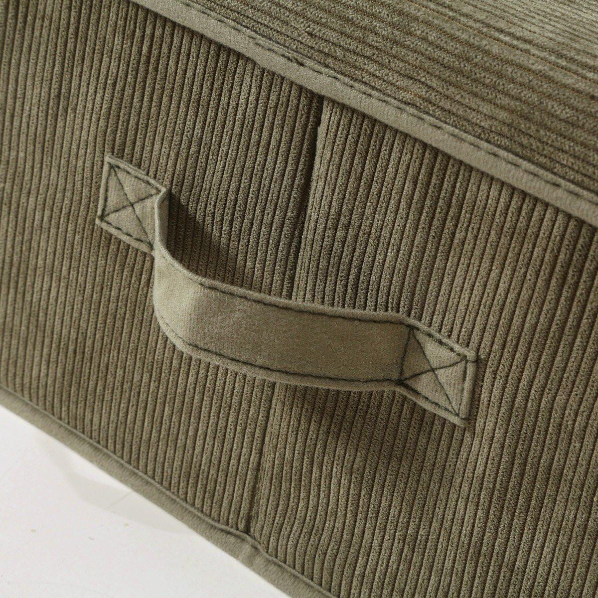 Calicosy Aufbewahrungsbox aus Kordstoff in Khaki mit transparentem Fenster - L40 cm