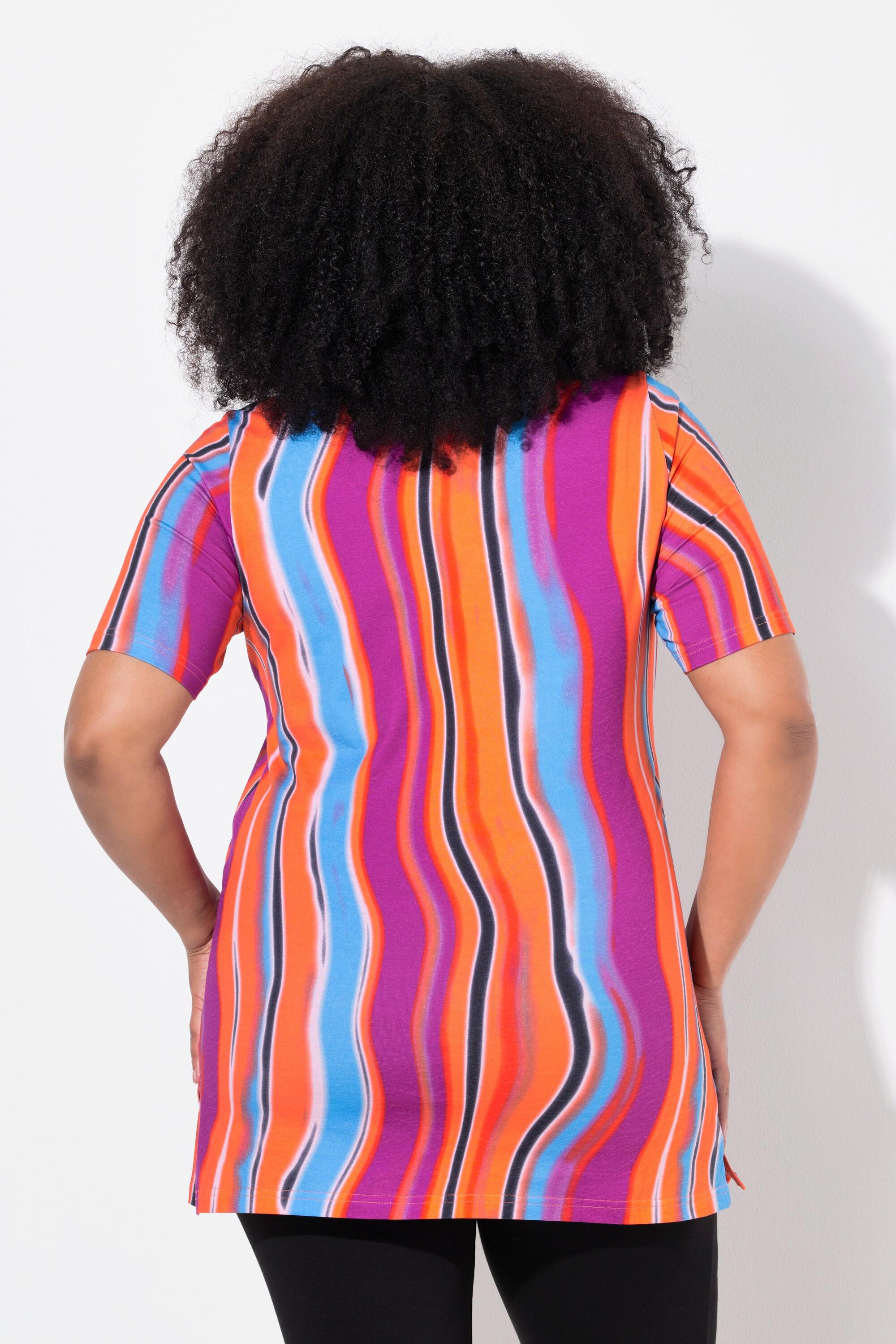 Ulla Popken A-Linie V-Ausschnitt Halbarm Longshirt