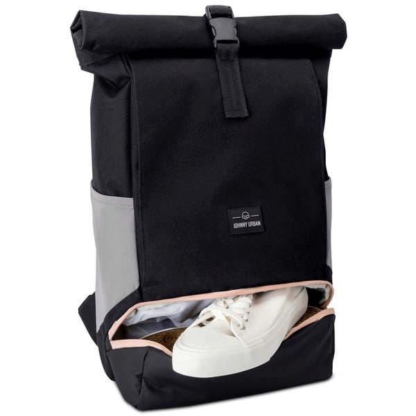 Johnny Urban Allen - Rolltop Rucksack M Schwarz-Rosa