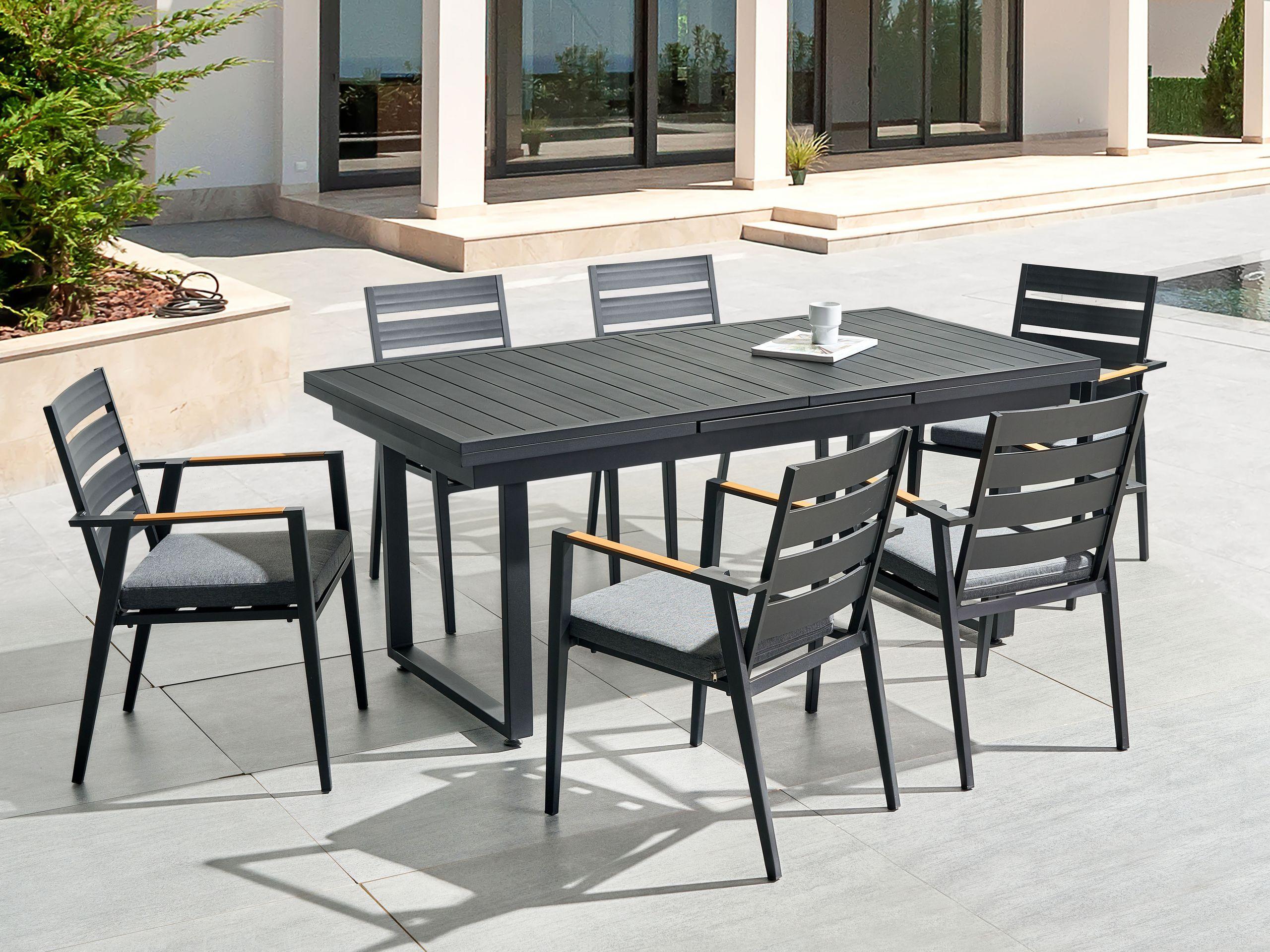 Beliani Garten-Essgruppe für 6 Personen aus Aluminium Modern VALCANETTO/TAVIANO