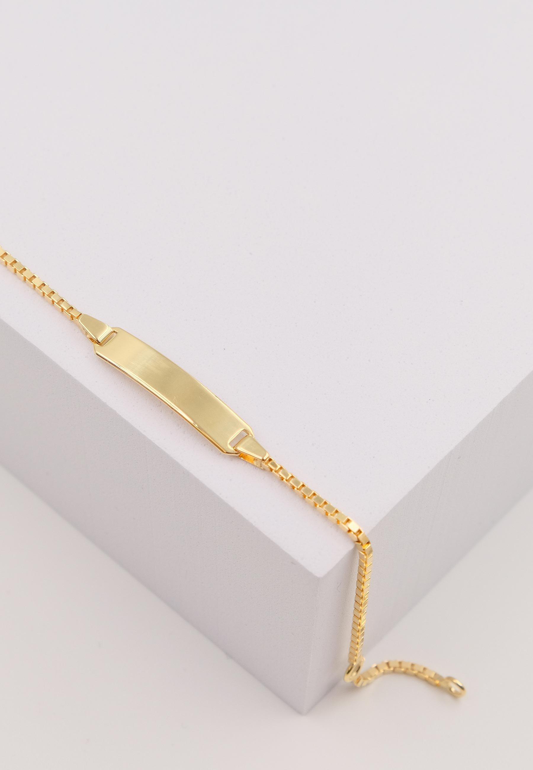 MUAU Schmuck Bébé Bracelet Venezianer Gelbgold 375, 18cm Gravurplatte 1.4cm