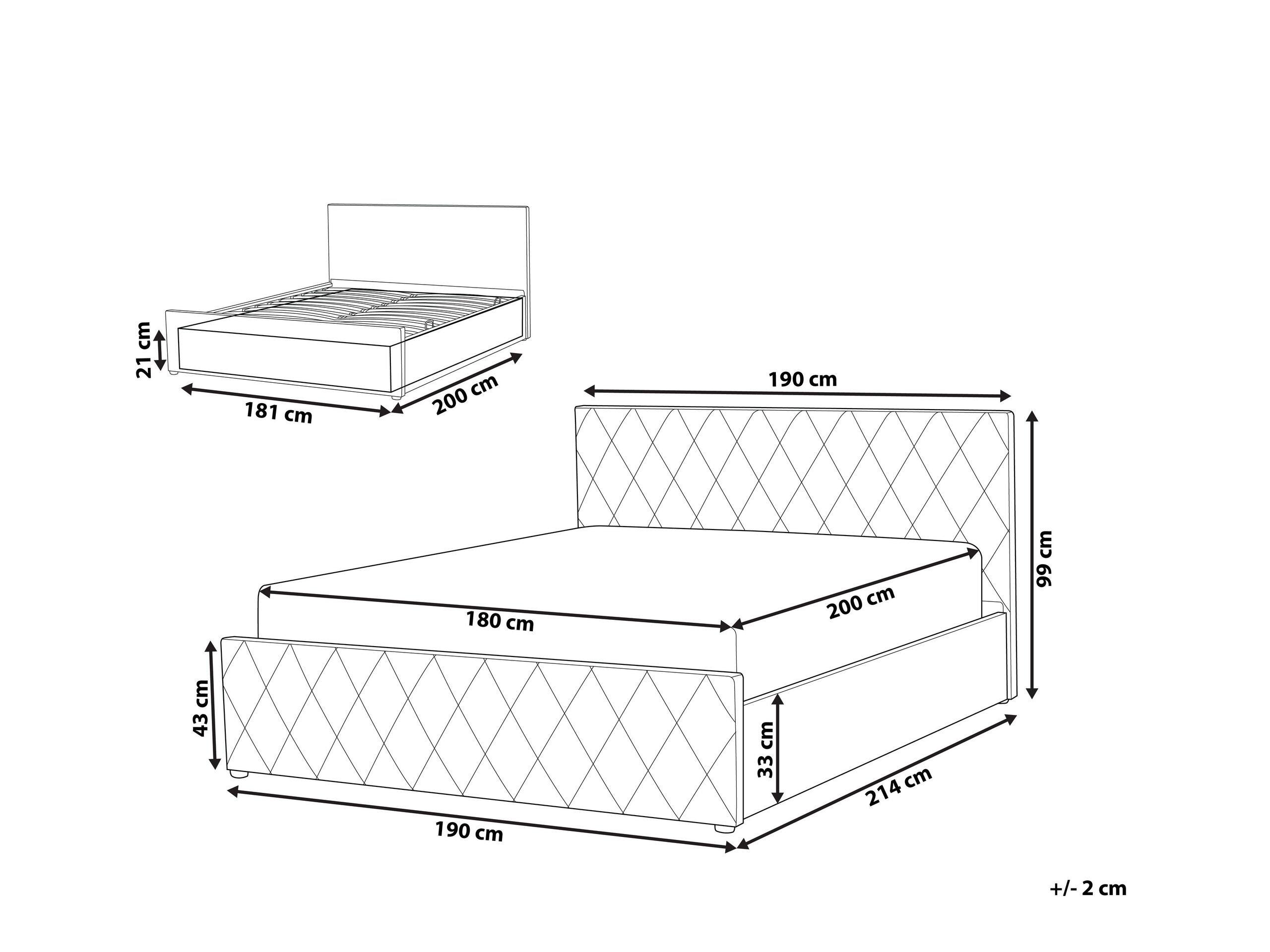 Beliani Bett mit Lattenrost aus Samtstoff Modern ROCHEFORT