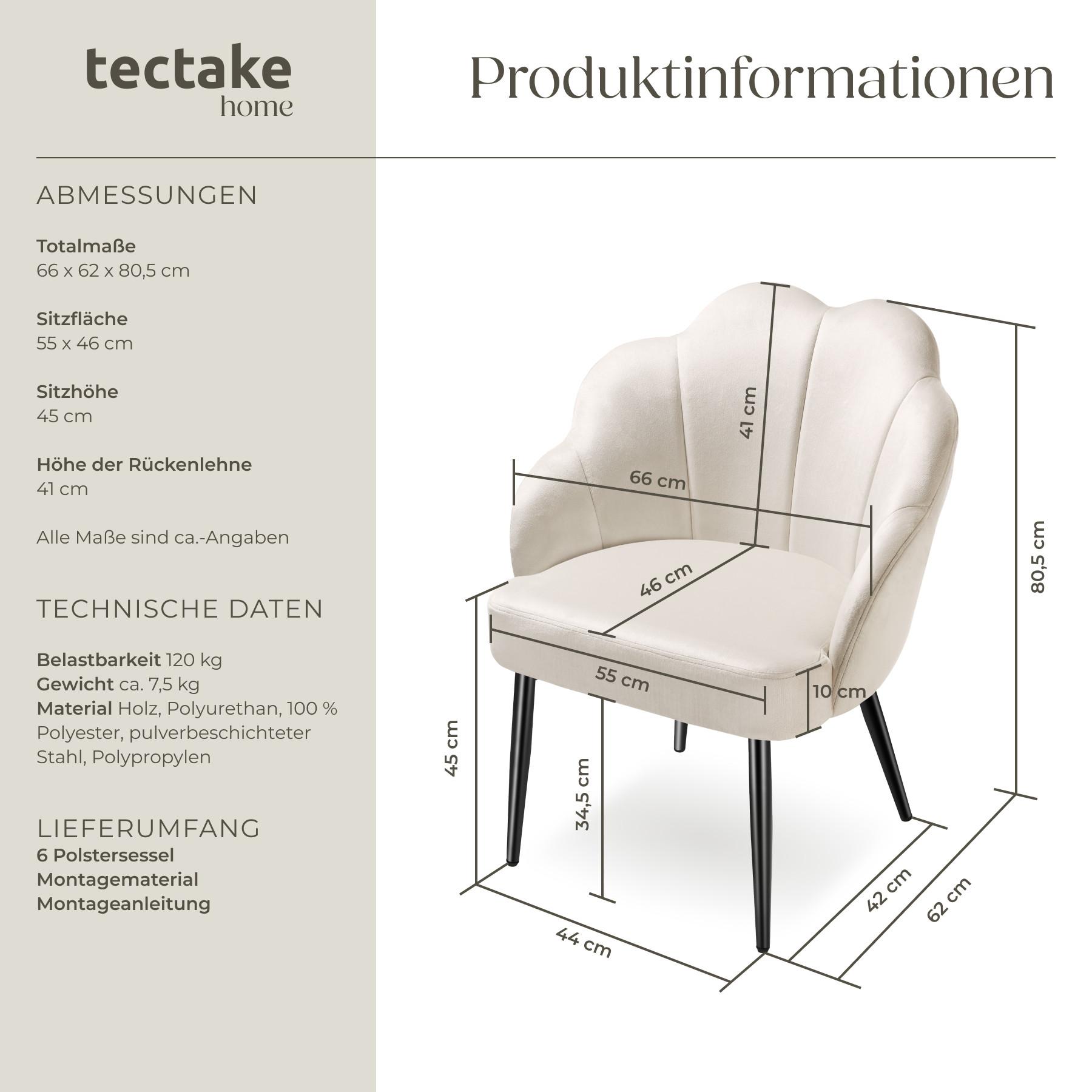 Tectake Cocktailsessel Hellen, gepolstert mit Samtbezug