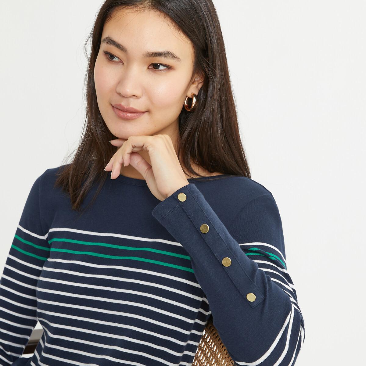 La Redoute Collections Gestreiftes Rundhals Langarmshirt