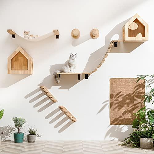 Alopini Kletterwand Katzen, Katzenbrücke und Katzenliege für DIY Katzenlaufsteg, Katzenhängematte und