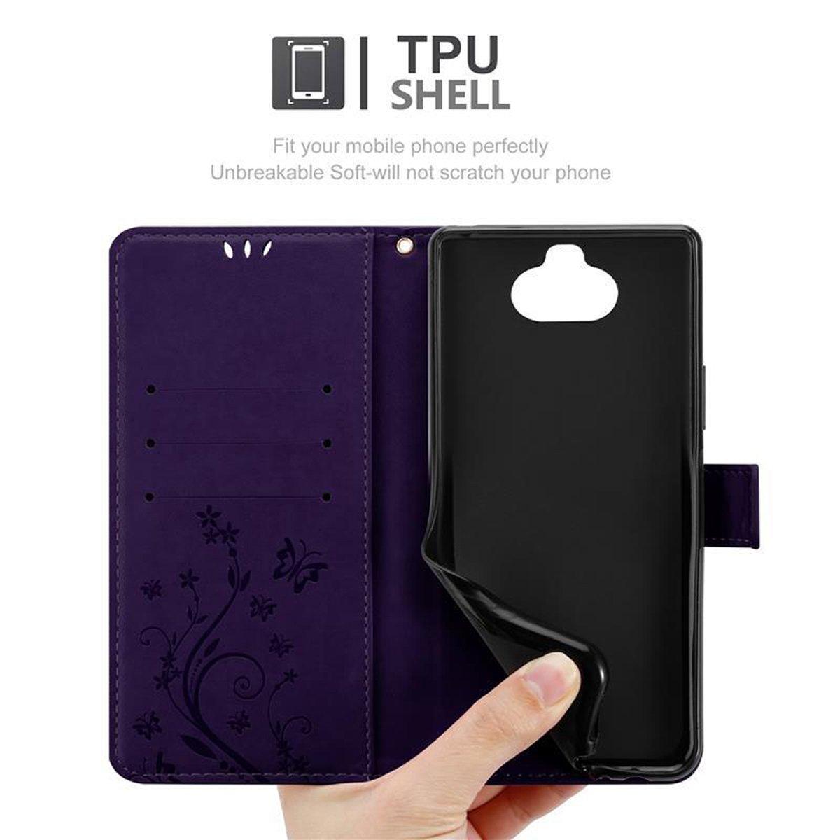 Cadorabo Hülle für Sony Xperia 8 Blumen Design Magnetverschluss