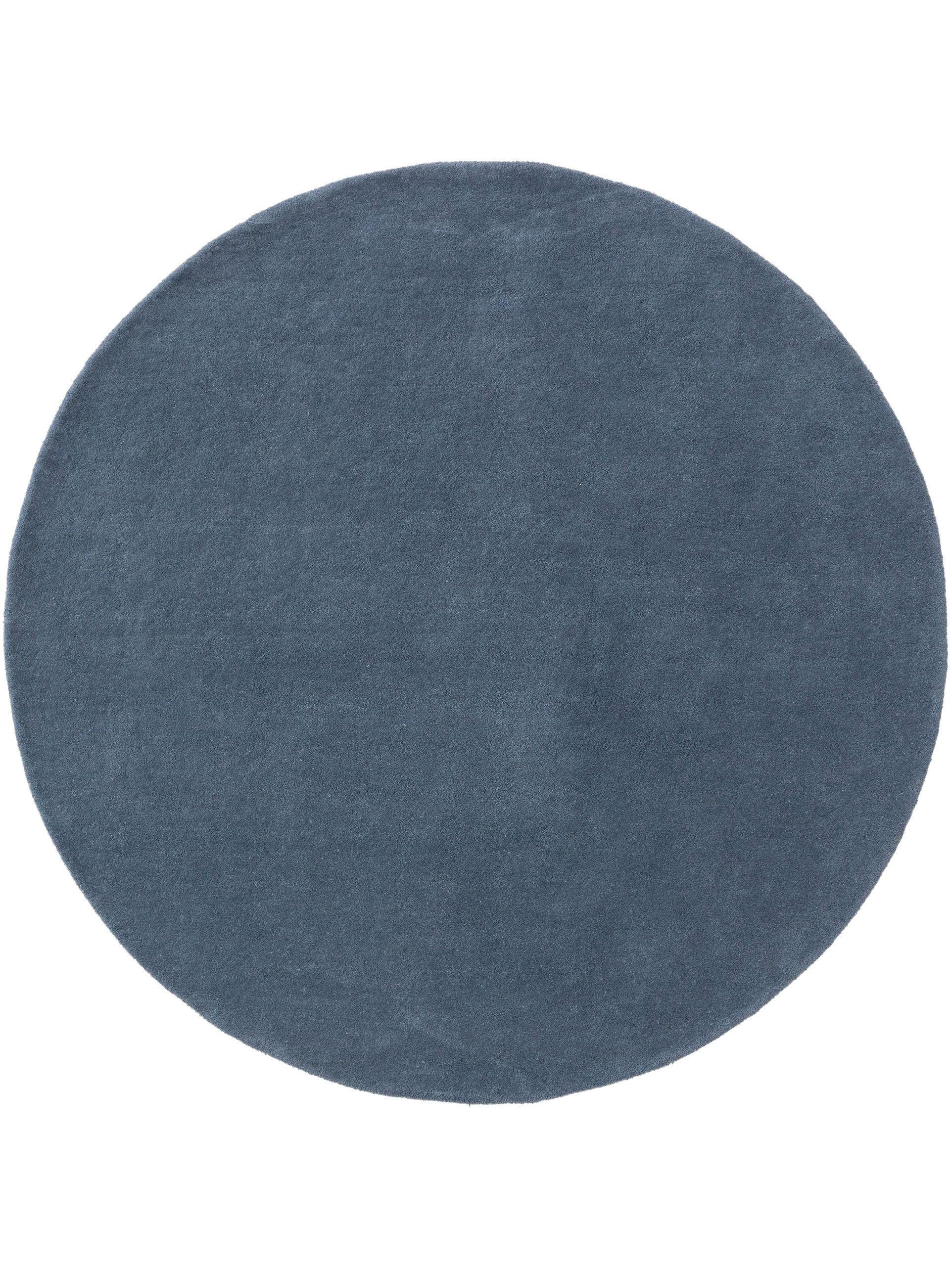 Benuta Wollteppich rund Bent Blau
