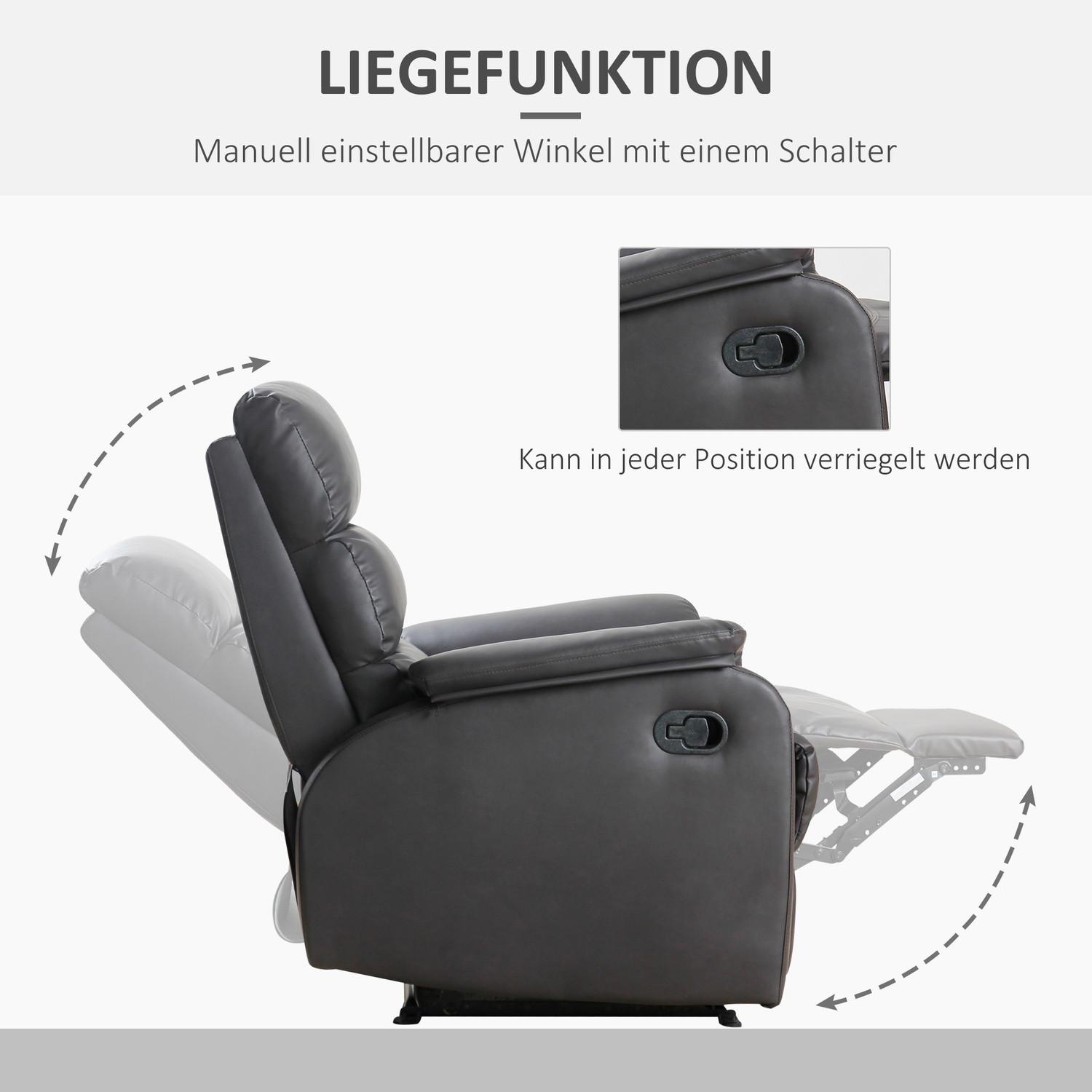 Northio Relaxsessel Fernsehsessel Couch-Sessel Liegesessel Winkelschreibtisch Mit Cpu-Ständer Verstellbar Ergonomisch Kunstleder Braun 75X 92X99Cm