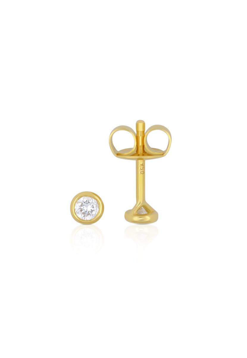 MUAU Schmuck Solitär Ohrstecker Zargen-Fassung Gelbgold 750 Brillanten 0.15ct. 5mm
