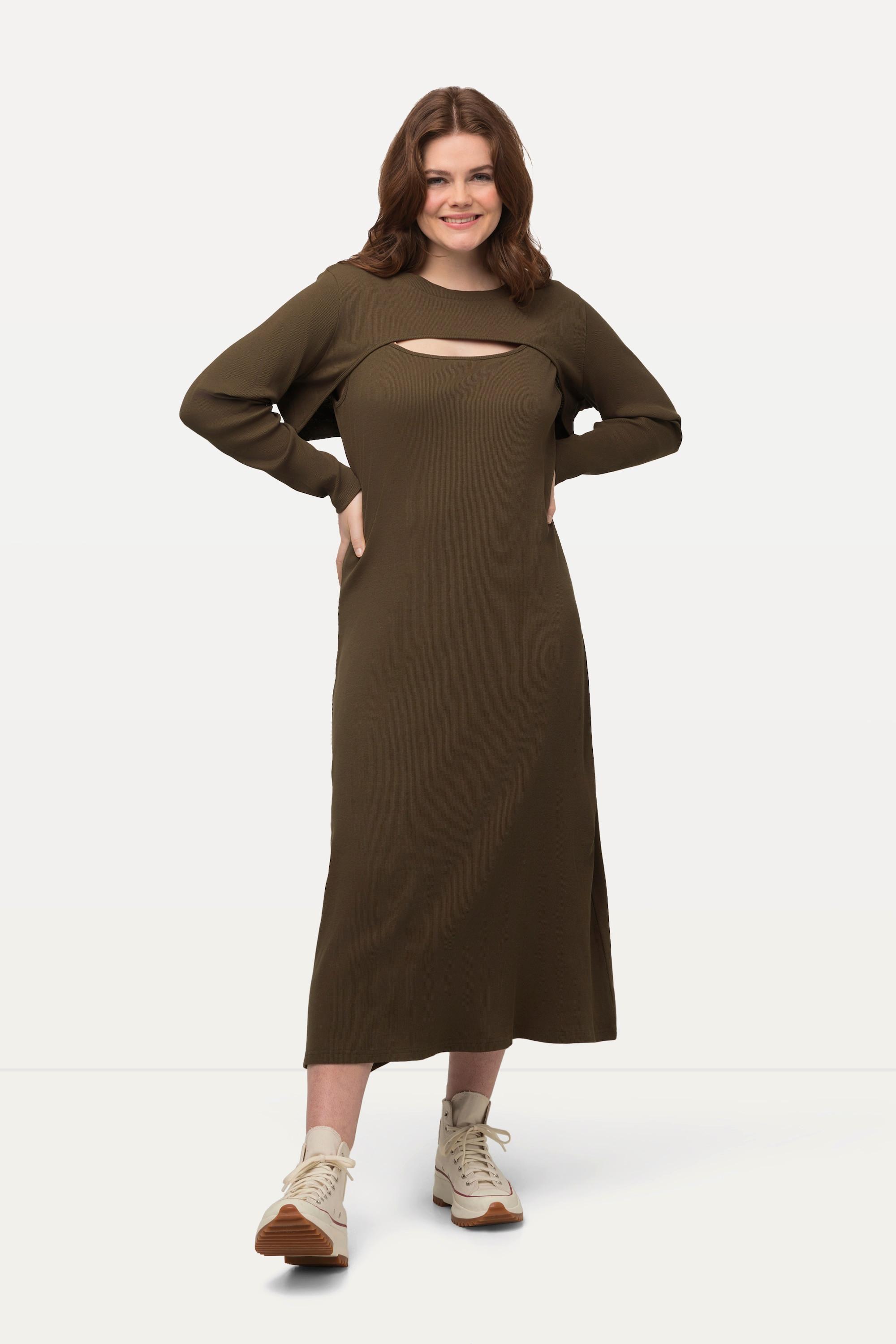 Ulla Popken Midikleid mit Bolero-Shirt und Carree-Ausschnitt