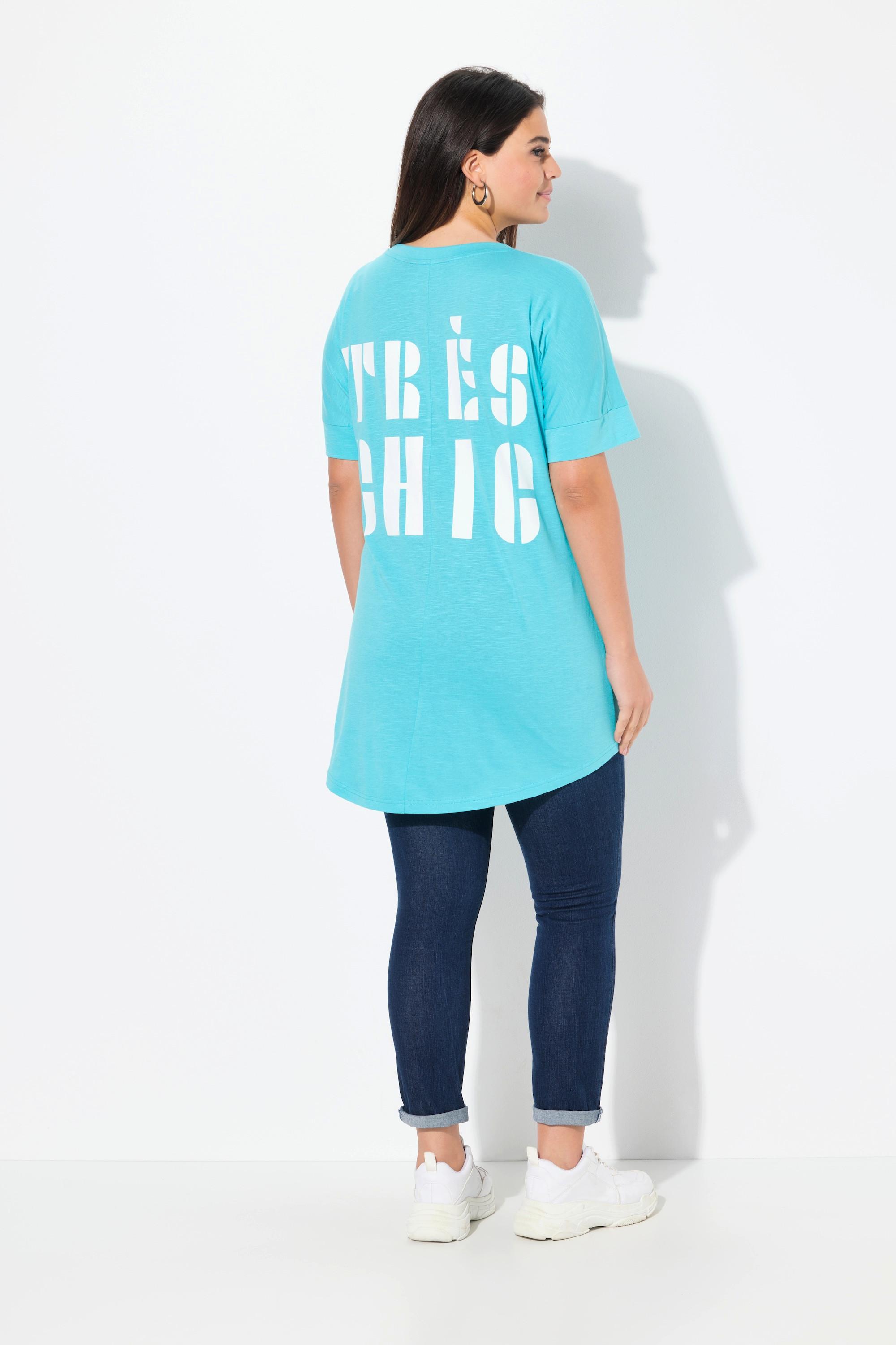 Ulla Popken Oversized T-Shirt mit Très Chic Rückenprint