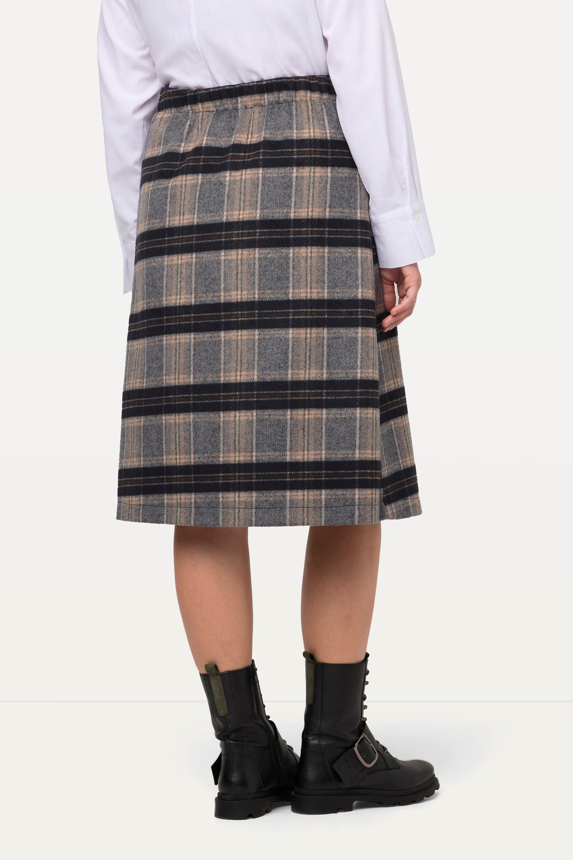 Ulla Popken Landhaus Kilt, Karo, A-Linie, Schmuckknöpfe, Wickeloptik