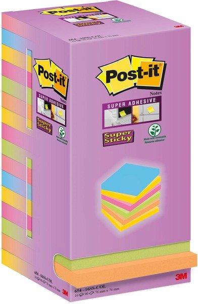 Post it POST-IT Super Sticky Tower 76x76mm 654-16SS-COL farbig 16x90 Blatt