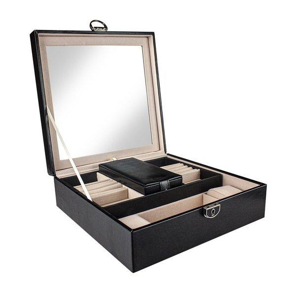 eStore Gesteppte Schmuckschatulle mit Reisebox - Schwarz