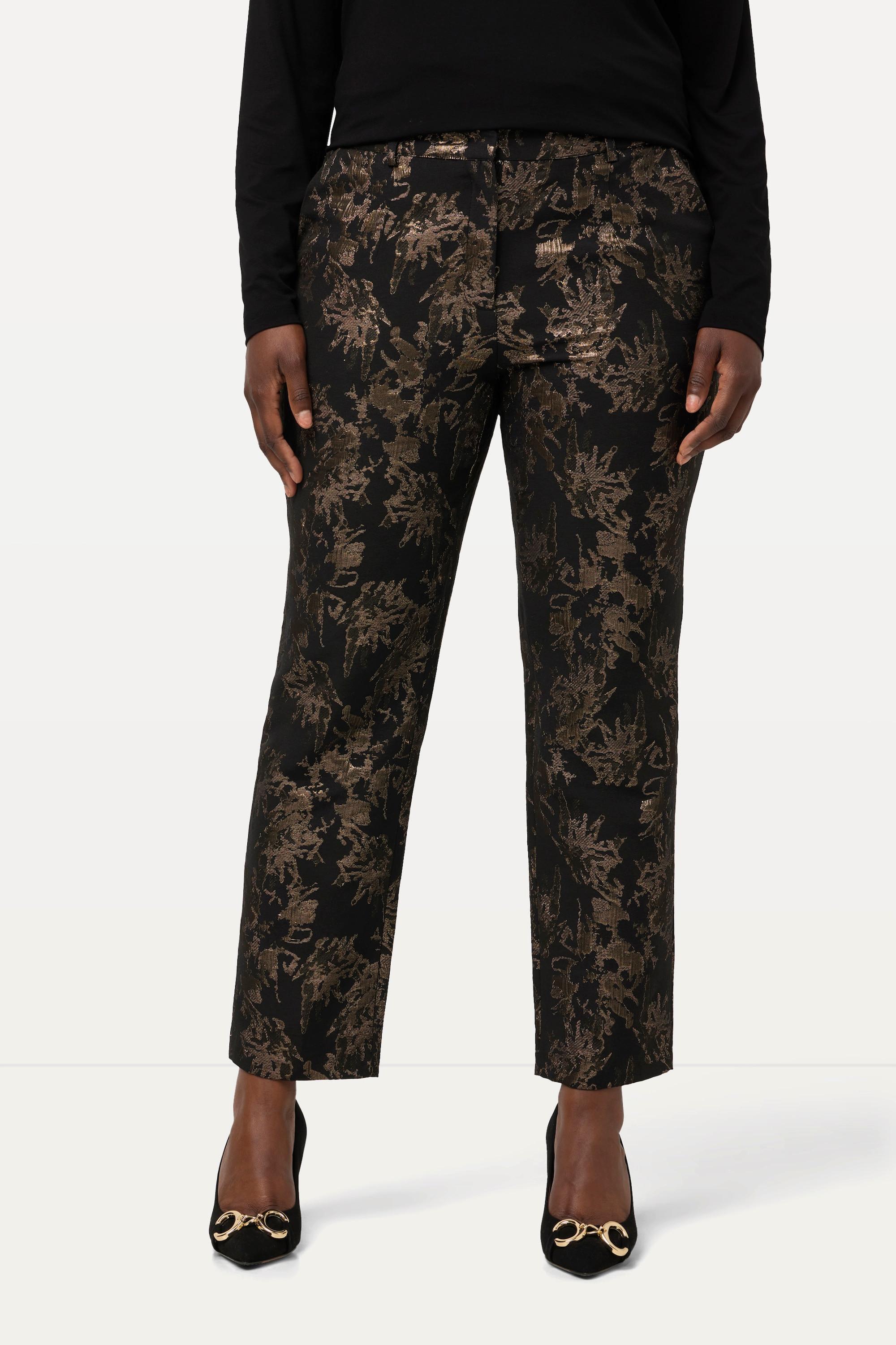 Ulla Popken Jacquard Hose Sophie Gold Design Schmales Bein