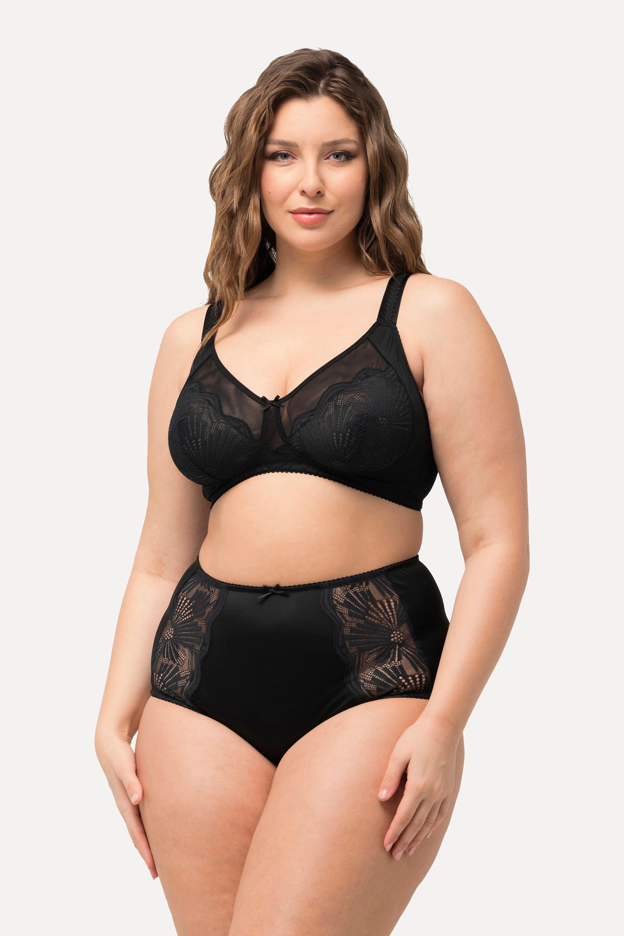 Ulla Popken BH, ohne Bügel, Mesh, Spitze, Cup B - E