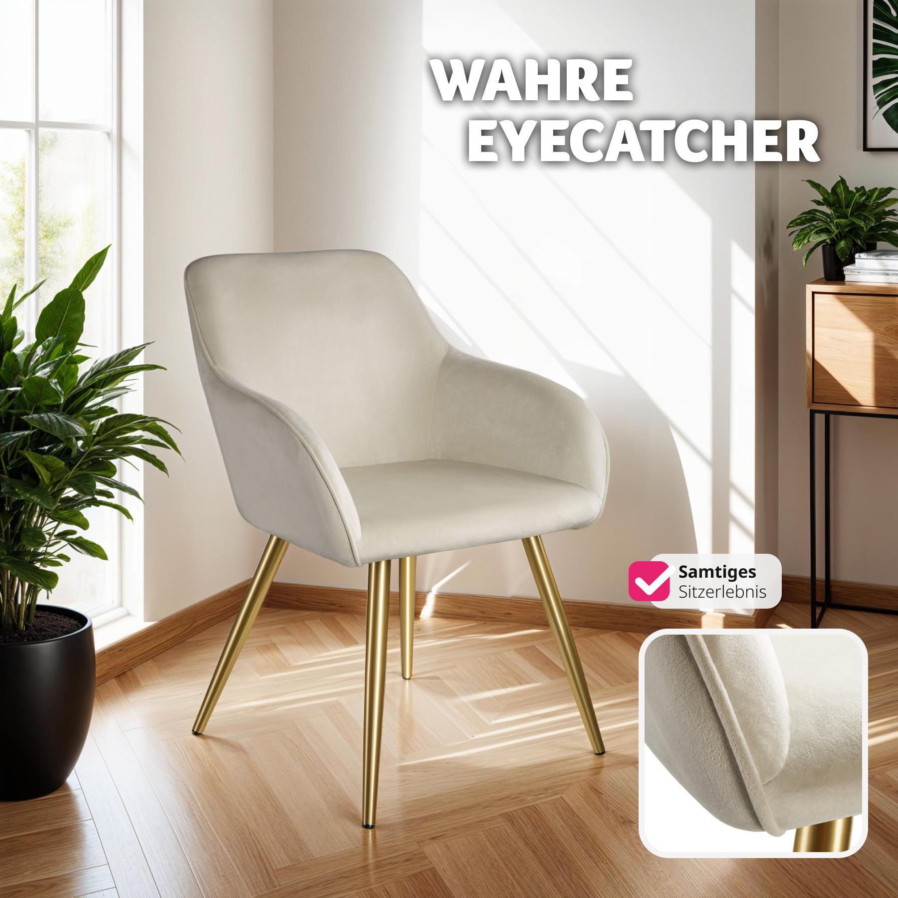 Tectake Stuhl Marilyn Samtoptik, goldene Stuhlbeine