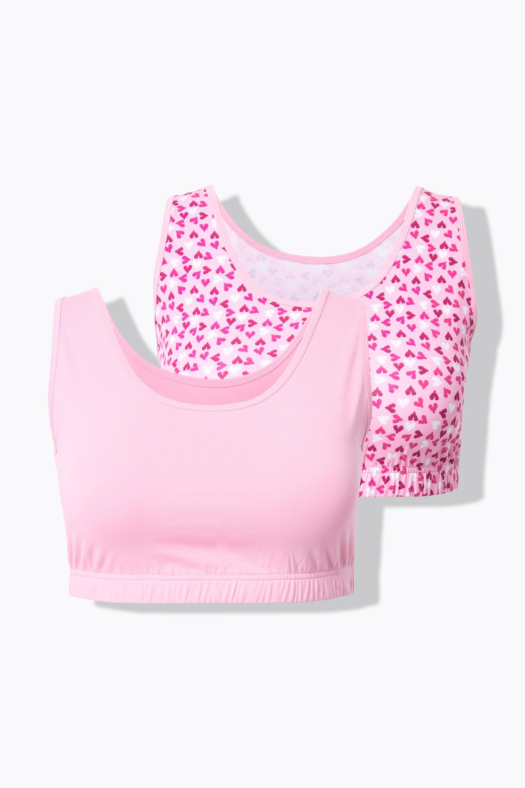 Ulla Popken Bustiers, 2er-Pack, Herzen/uni, Rundhals