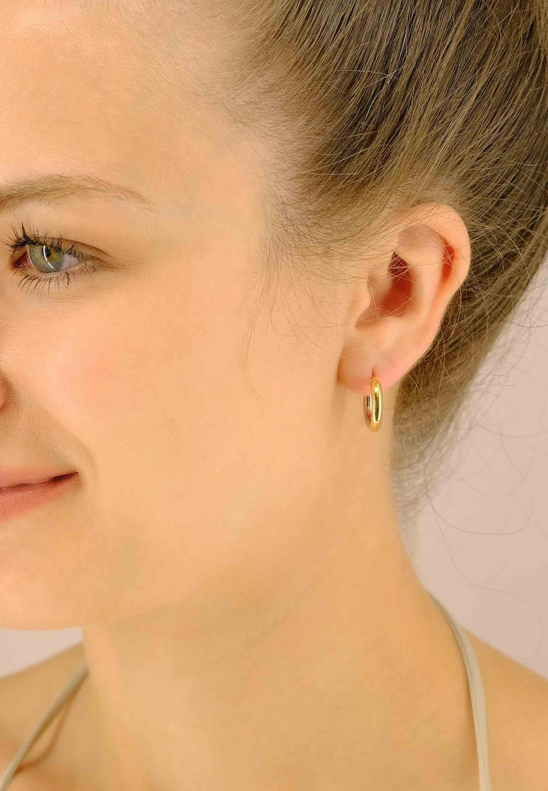 MUAU Schmuck Creolen Bicolor Gelb-/Weissgold 750 Runddraht 16mm