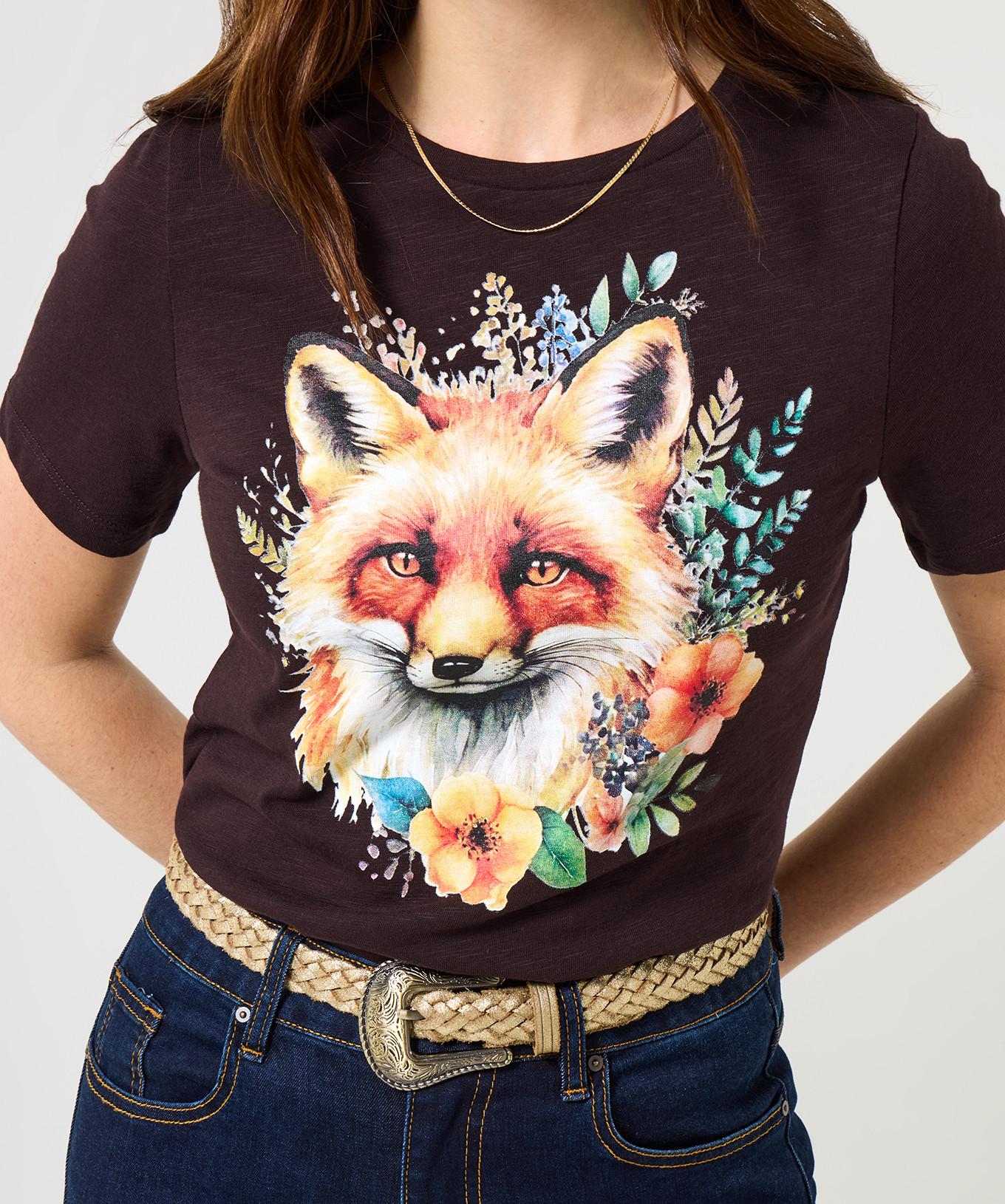 Joe Browns Herbstliches Fuchs-T-Shirt mit Rundhals und kurzen Ärmeln