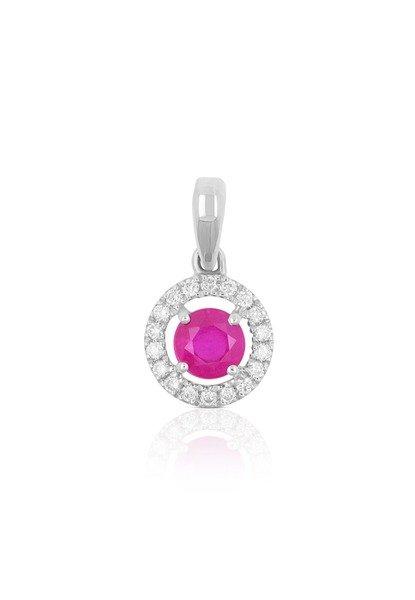 MUAU Schmuck Anhänger Weissgold 750 Rubin 0.35ct. Brillanten 0.07ct.