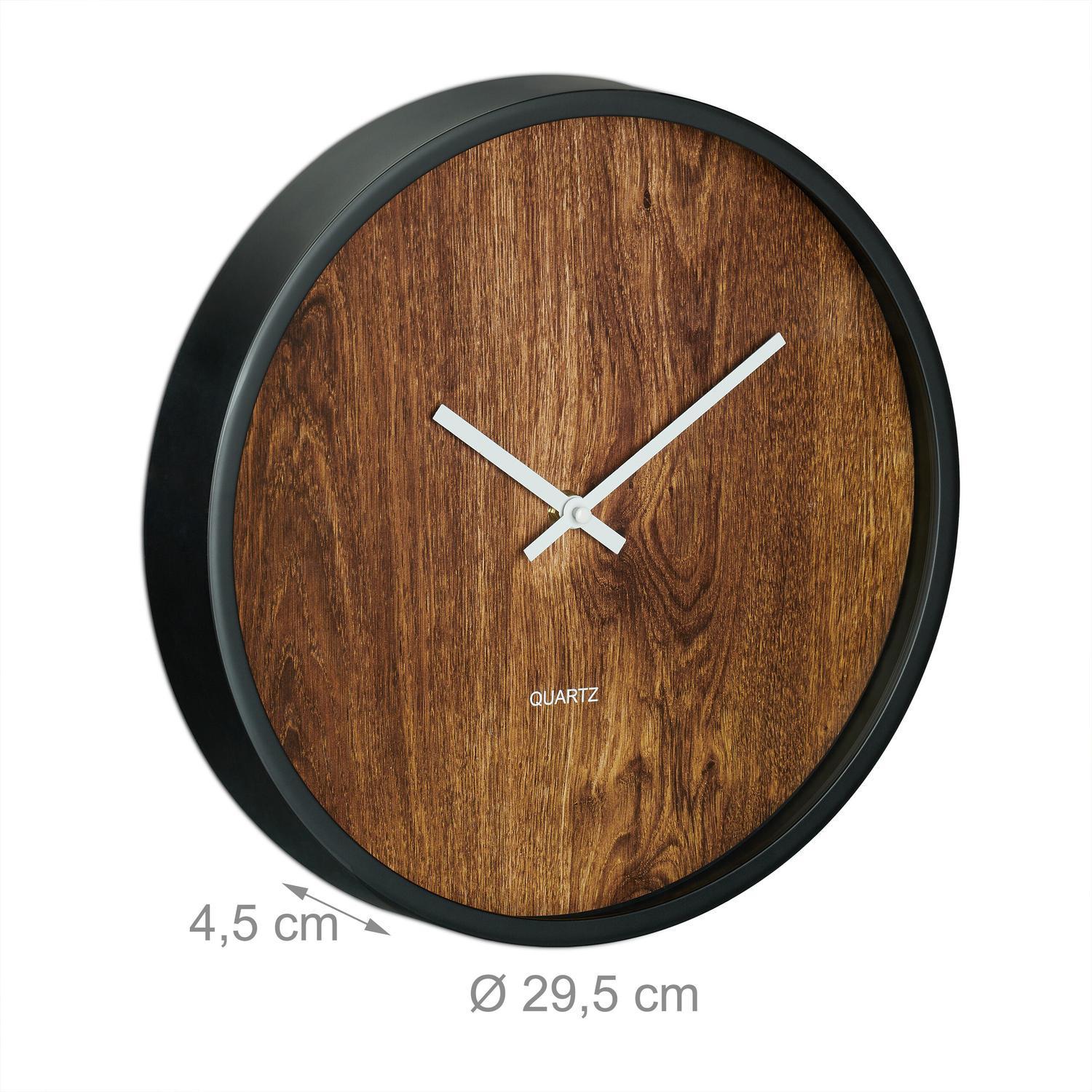 B2X Moderne Wanduhr in Holzoptik