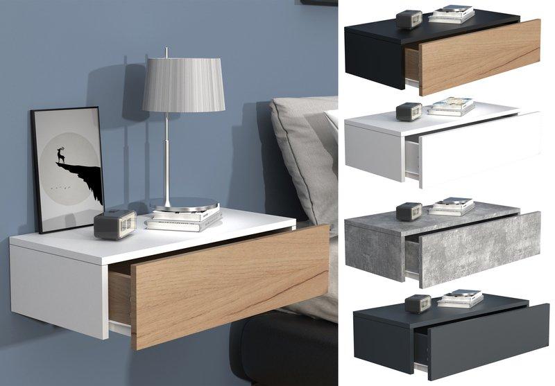VCM Holz Wandschublade Nachtschrank Wandboard Schublade Konsole Nachttisch Usal M 60 cm