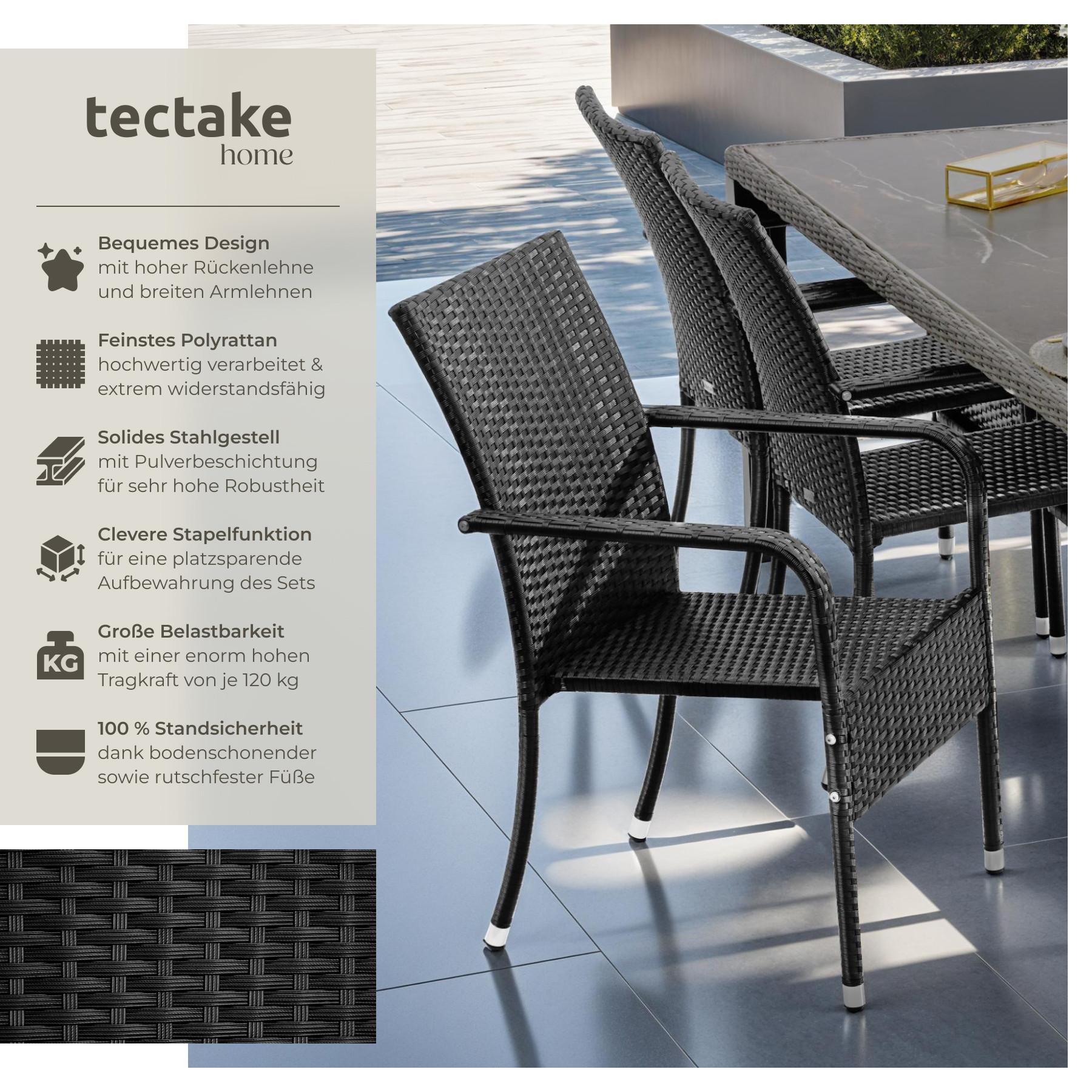 Tectake Rattanstuhl Girona, stapelbar, Belastbarkeit 120 kg
