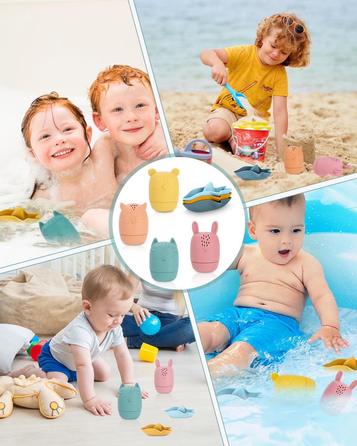Activity-board Badespielzeug, 7 Stück Silikon-Badetiere, Badespielzeug Baby