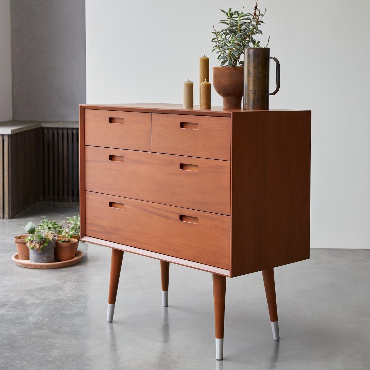 Tikamoon Kommode aus massivem Mahagoniholz Magda 50's