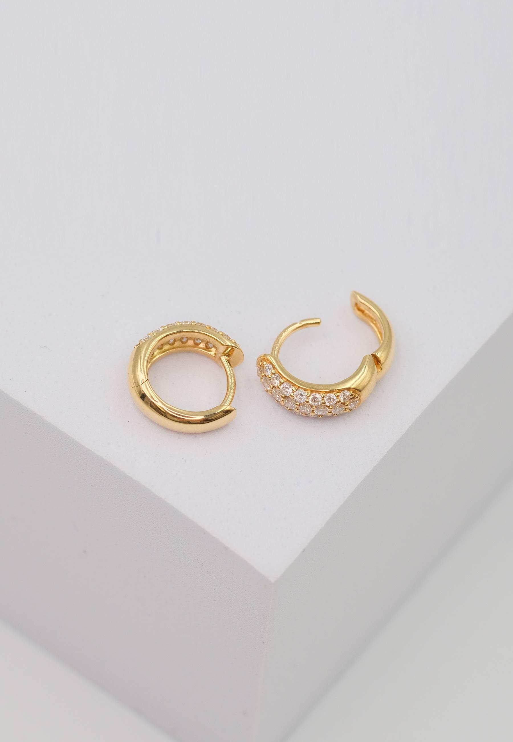 MUAU Schmuck Creolen Gelbgold 750 Brillanten 0.36ct. Scharnier 11mm