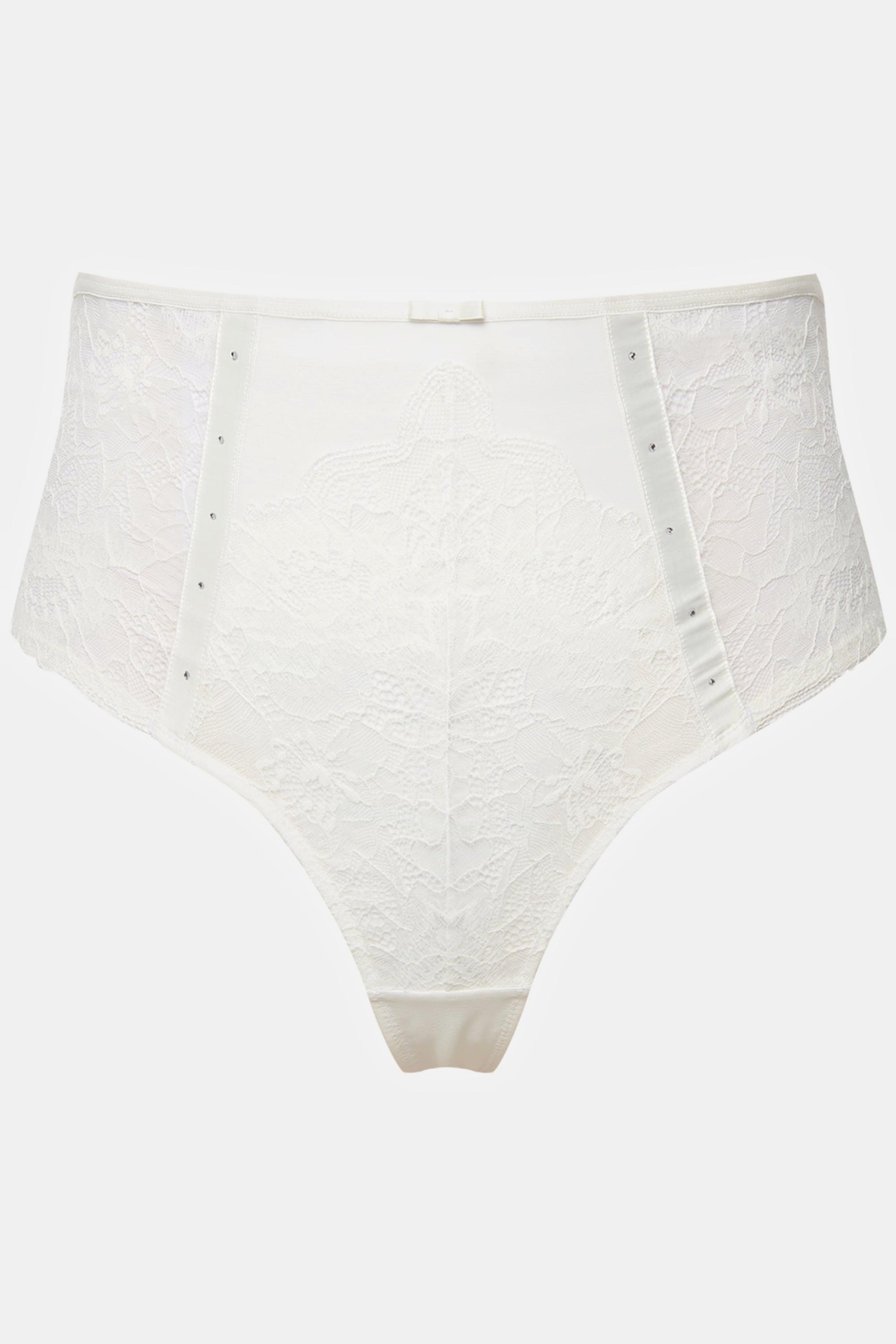 Ulla Popken String-Panty, Spitze, T-String hinten, Ziersteine