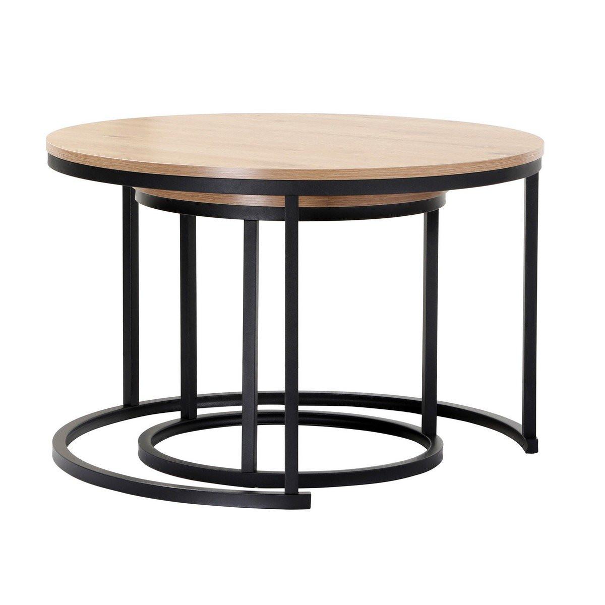 Calicosy Set aus 2 stapelbaren runden Beistelltischen - L70 cm