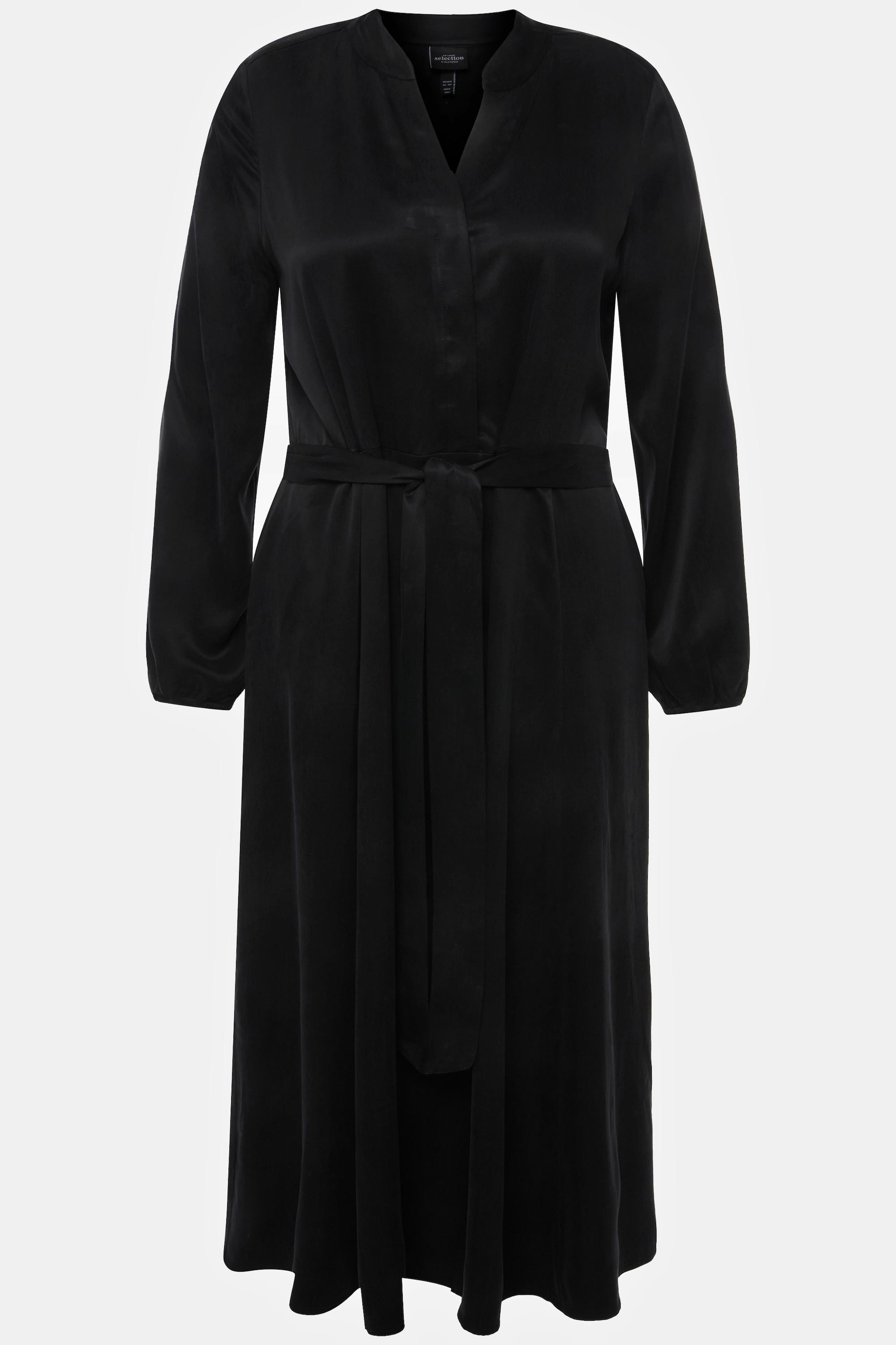 Ulla Popken Midikleid mit Stehkragen und V-Ausschnitt