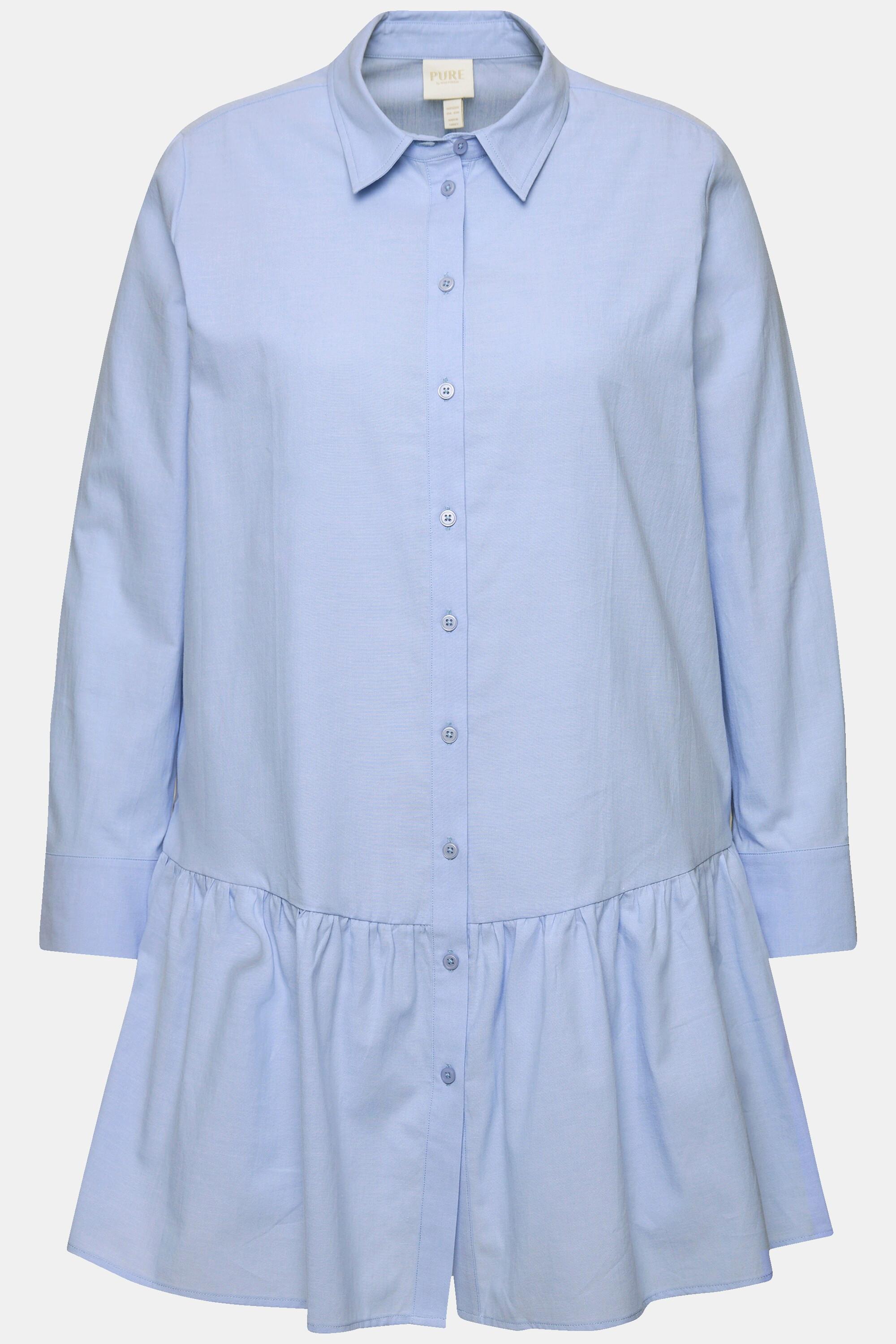 Ulla Popken Hemdbluse Volantsaum Hemdkragen Langarm