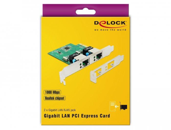 DeLock Netzwerkkarte 2 Ports, 1Gbps Realtek RTL8111H Chipsatz